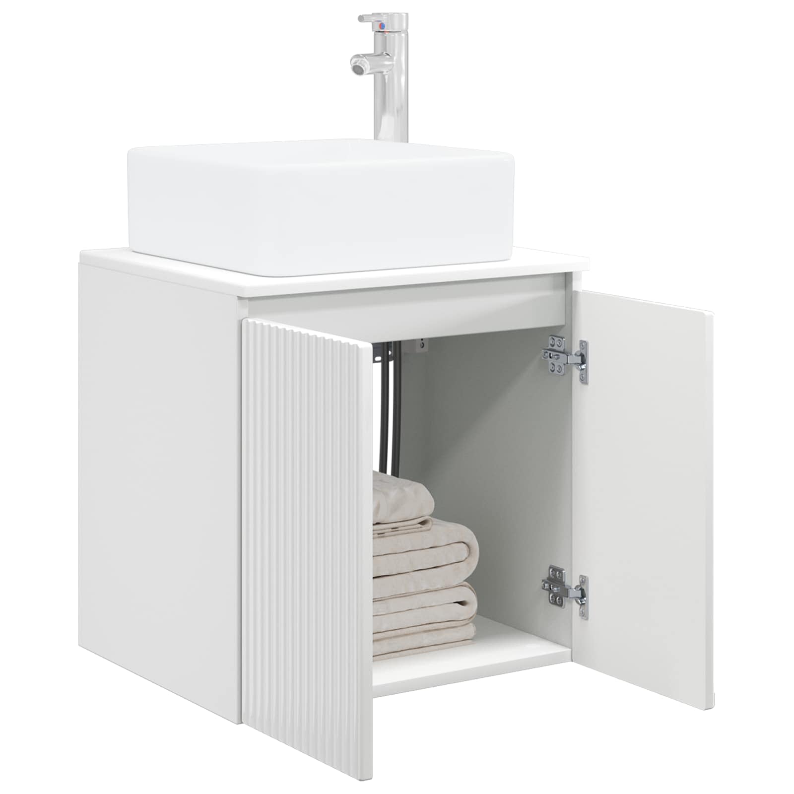 Vanité de lavabo mural Blanc brillant 53 x 35 x 63 cm