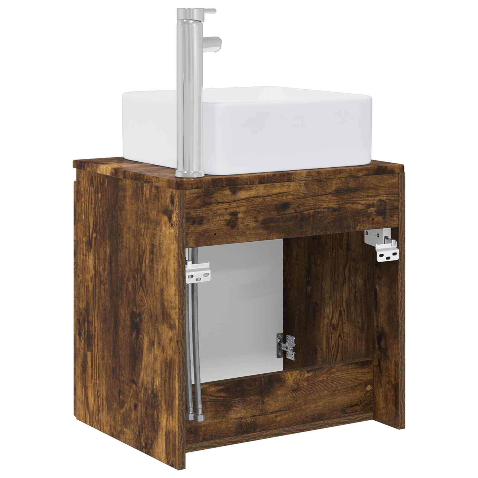Vanité de lavabo mural Chêne fumé 53 x 35 x 63 cm