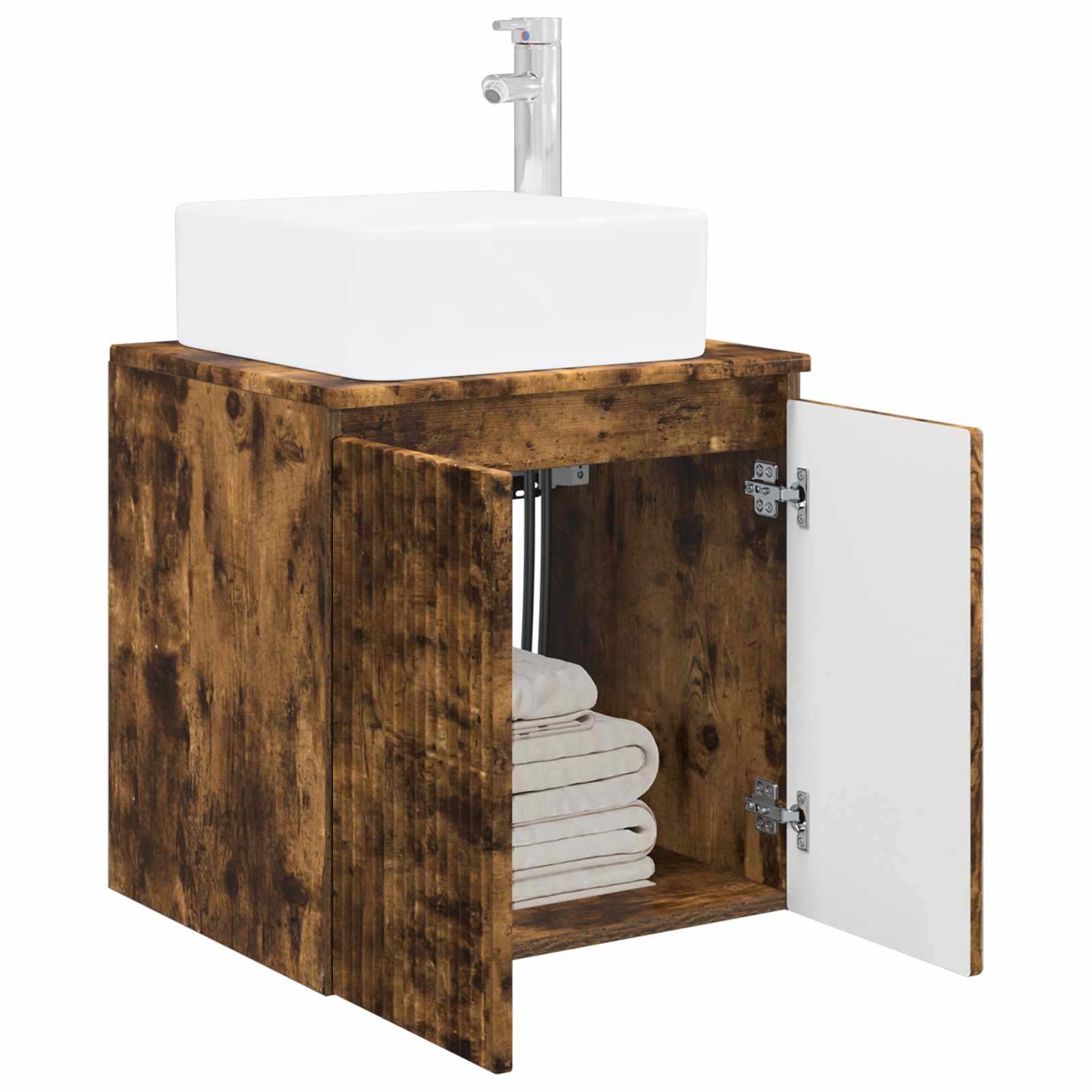 Vanité de lavabo mural Chêne fumé 53 x 35 x 63 cm