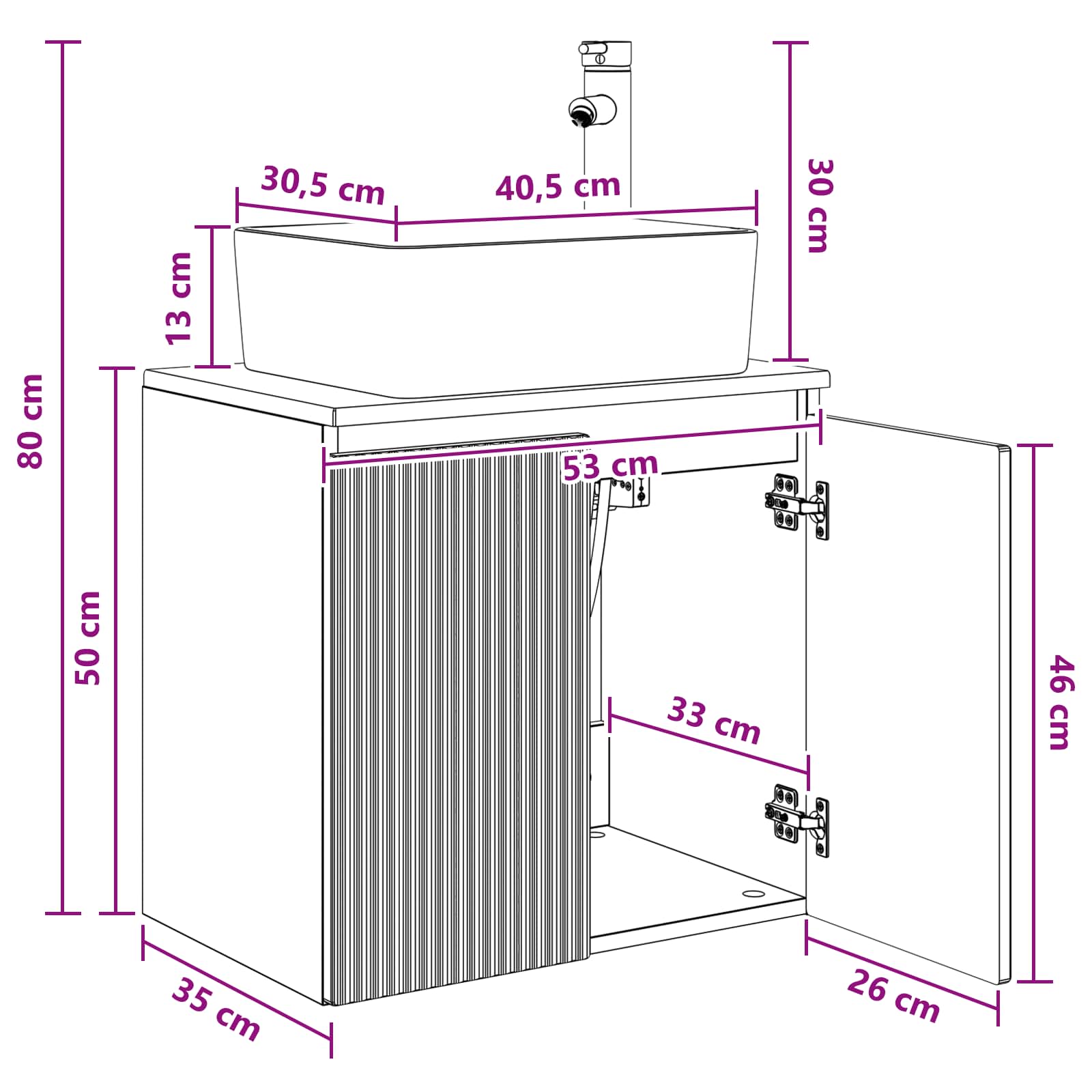 Vanité de lavabo mural Sonoma gris 53 x 35 x 63 cm