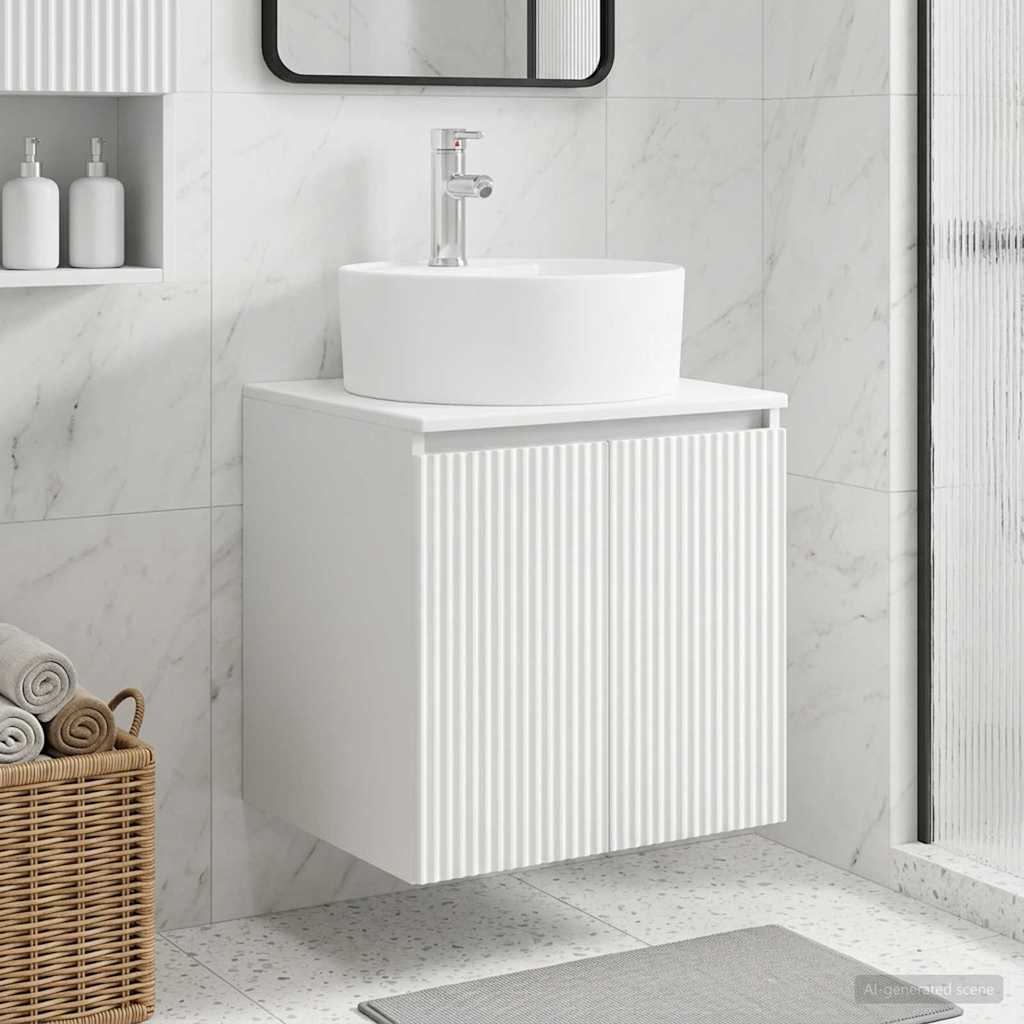 Vanité de lavabo mural Blanc 49,5 x 44,5 x 65 cm