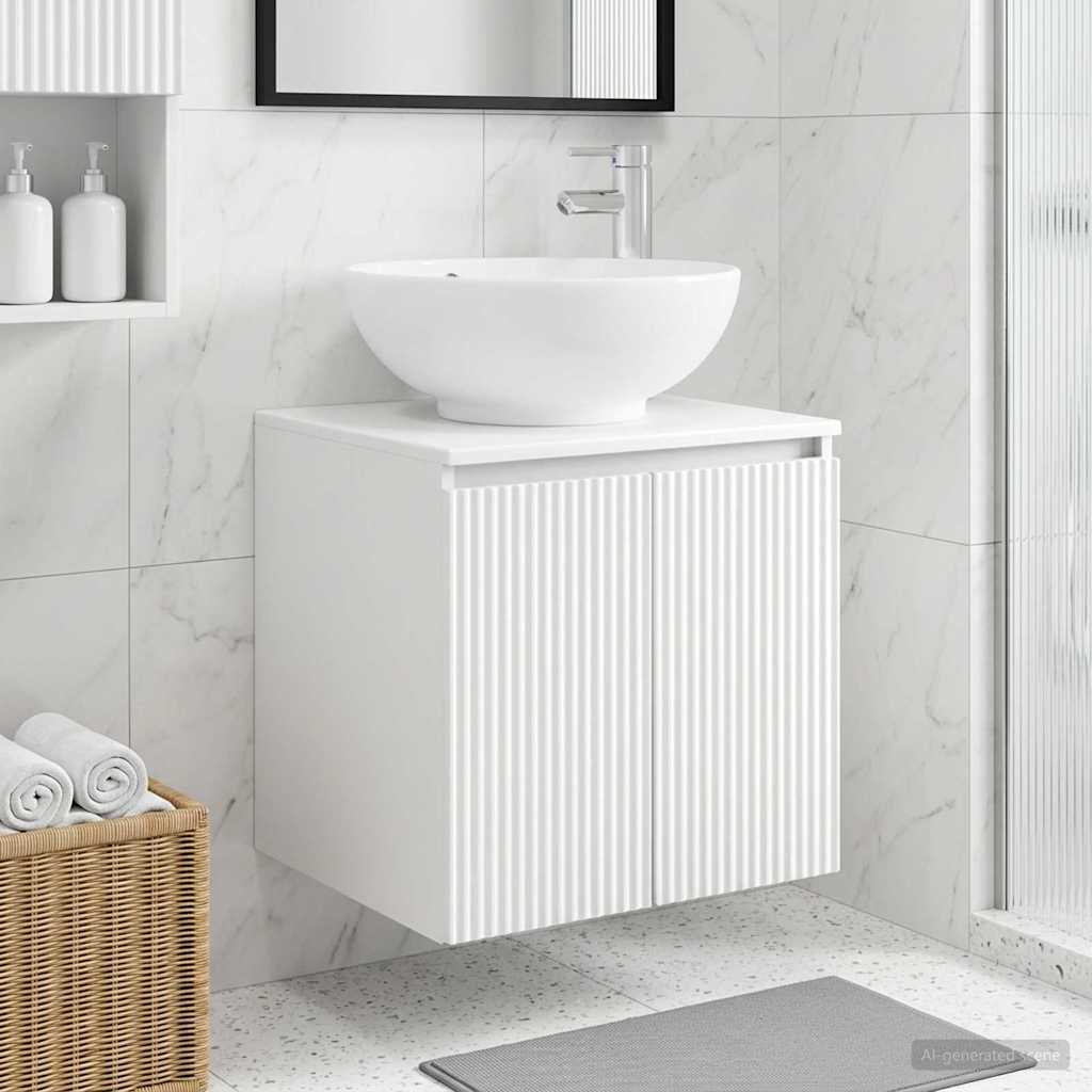 Vanité de lavabo mural Blanc 49,5 x 44,5 x 65 cm