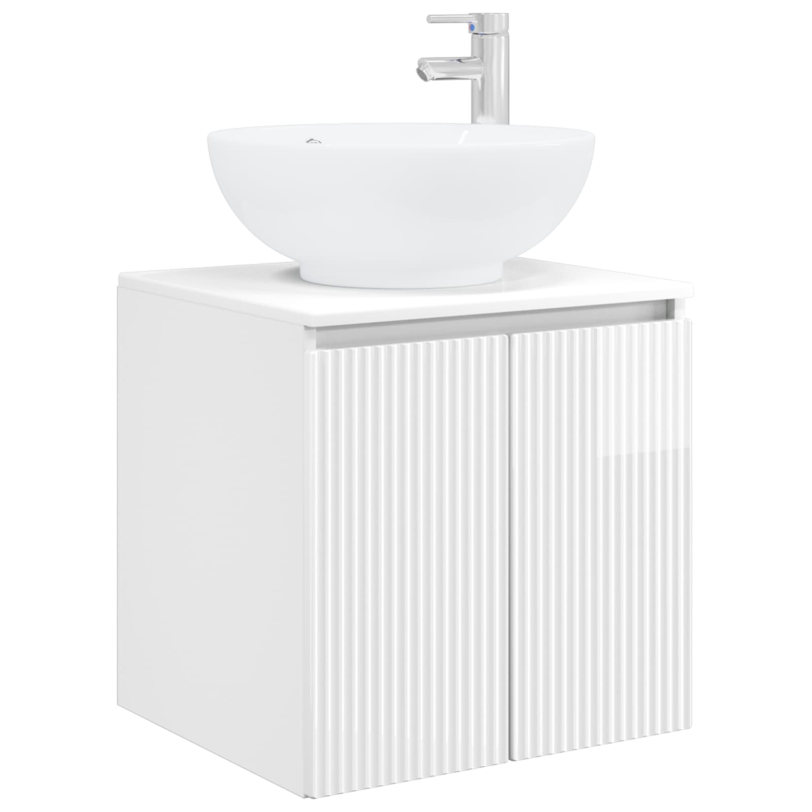 Vanité de lavabo mural Blanc brillant 49,5 x 44,5 x 65 cm