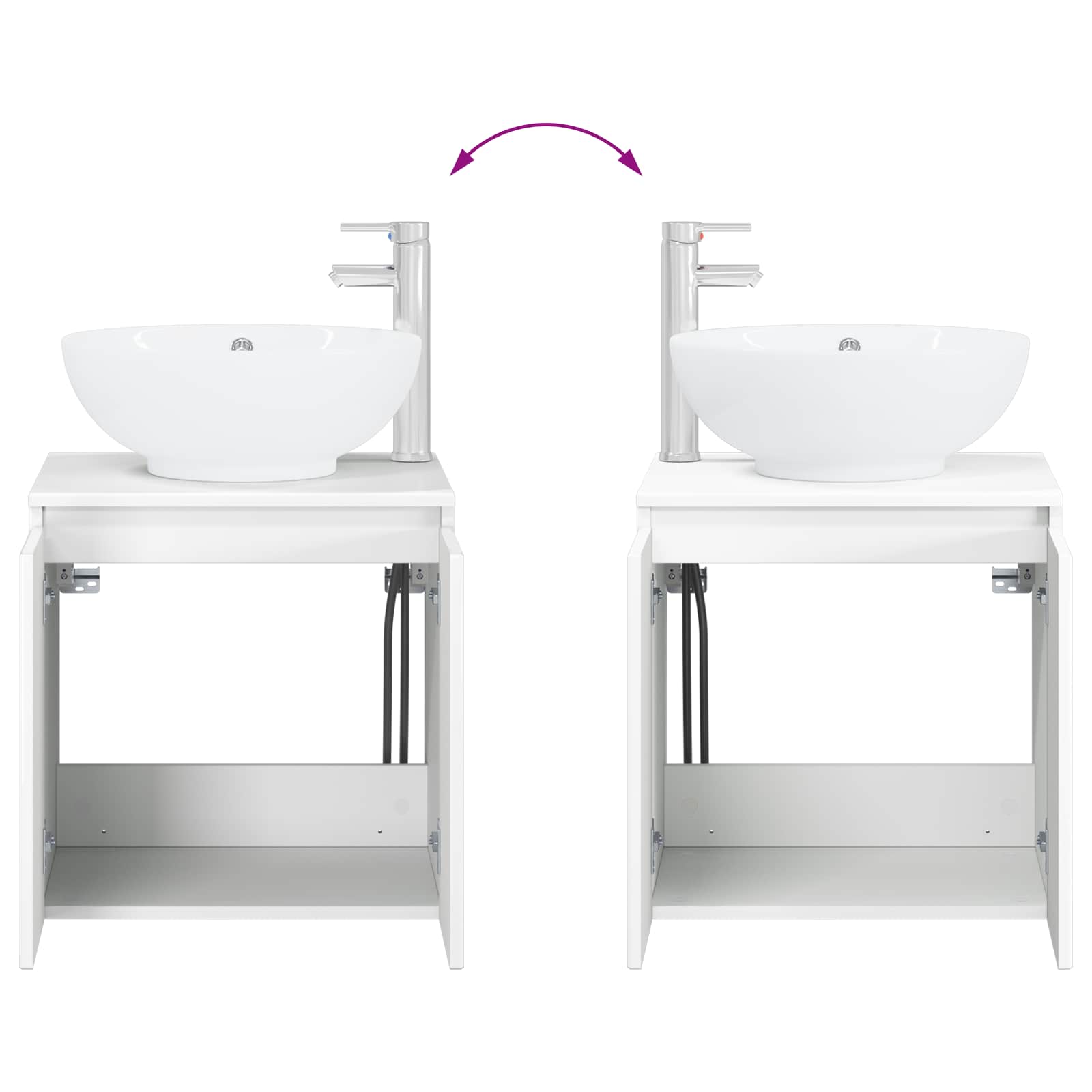 Vanité de lavabo mural Blanc brillant 49,5 x 44,5 x 65 cm