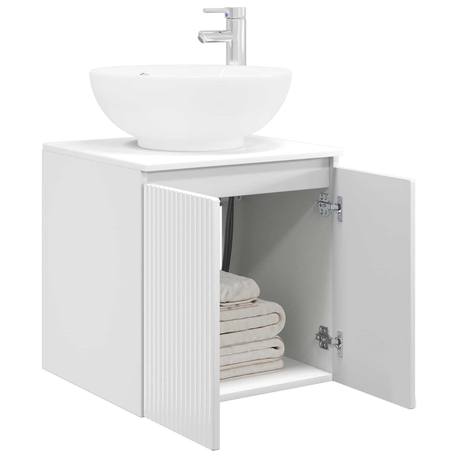 Vanité de lavabo mural Blanc brillant 49,5 x 44,5 x 65 cm