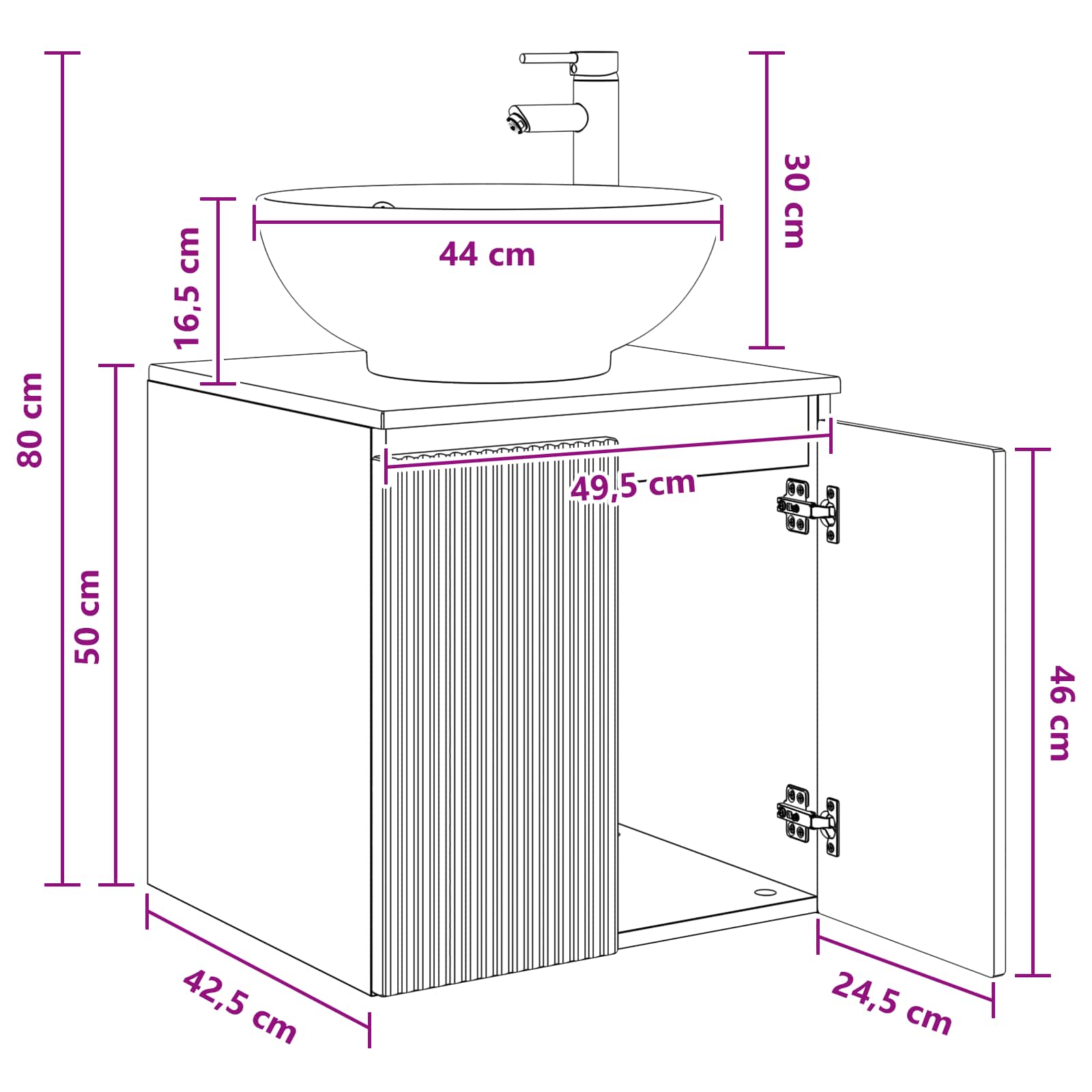 Vanité de lavabo mural Bois ancien 49,5 x 44,5 x 65 cm - XIOS
