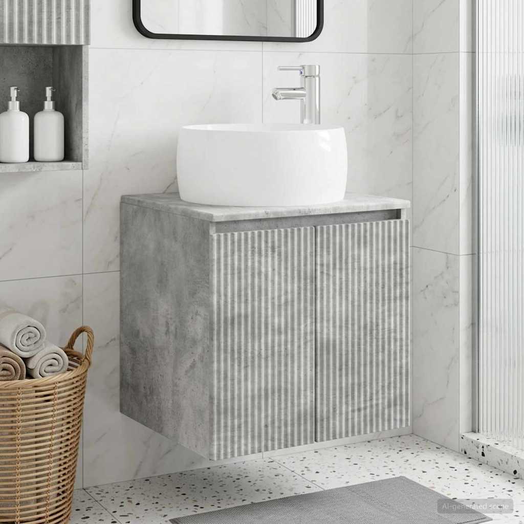 Vanité de lavabo mural Gris béton 49,5 x 44,5 x 66 cm