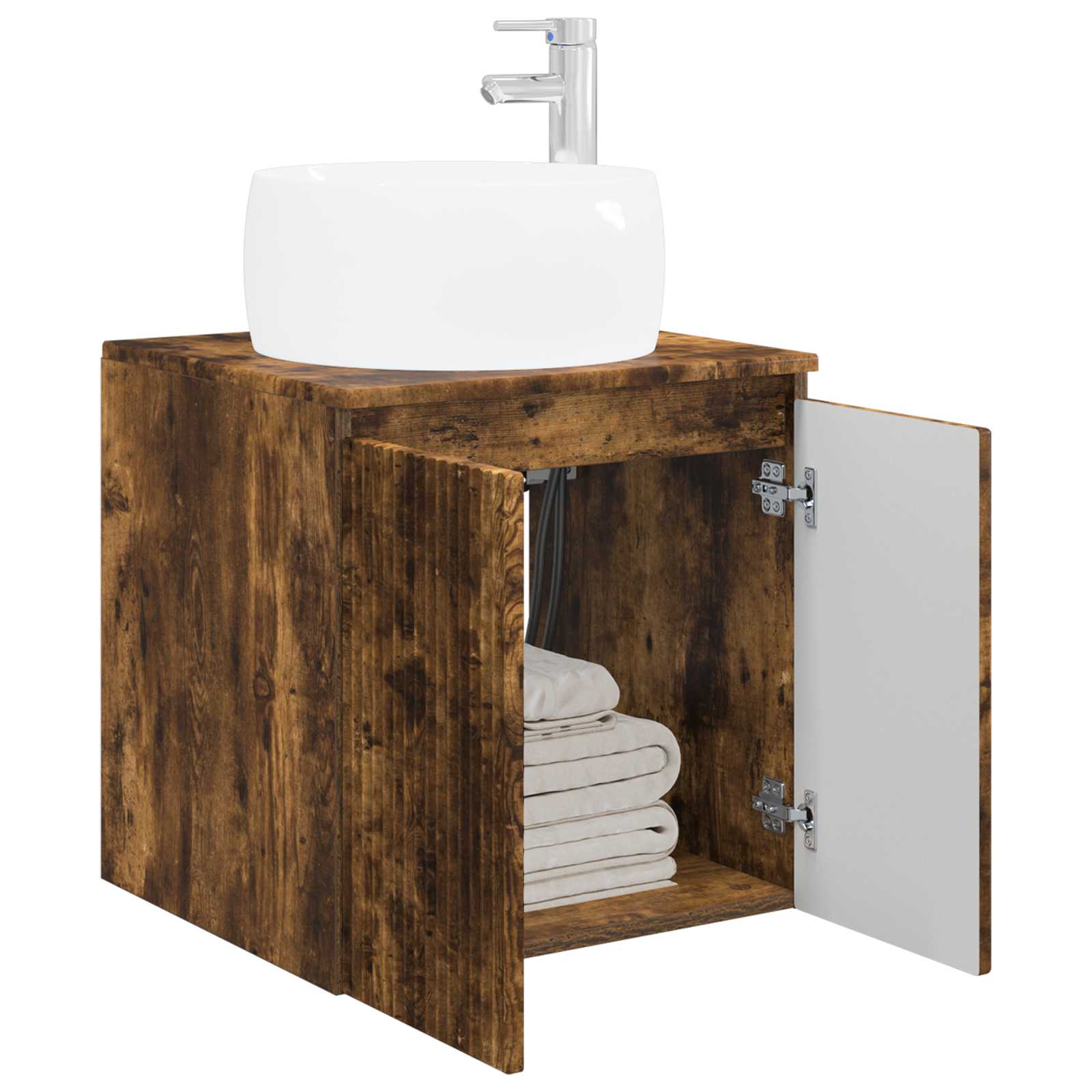 Vanité de lavabo mural Chêne fumé 49,5 x 44,5 x 66 cm