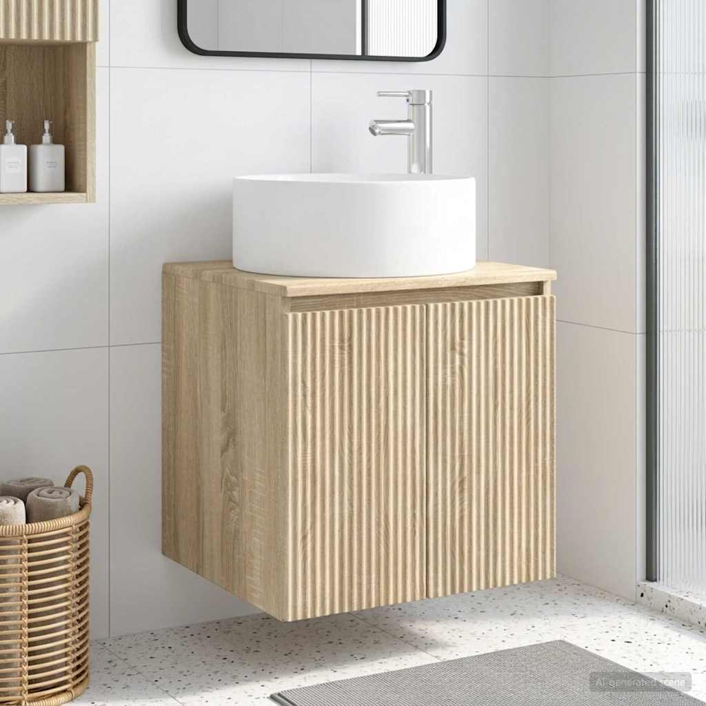 Meuble de lavabo mural Chêne Sonoma 49,5 x 44,5 x 65,5 cm
