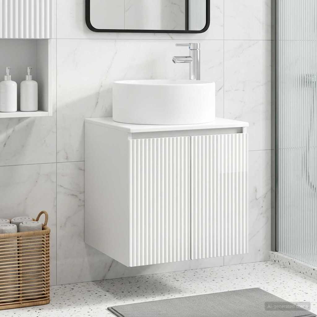 Meuble de lavabo mural Blanc brillant 49,5 x 44,5 x 65,5 cm
