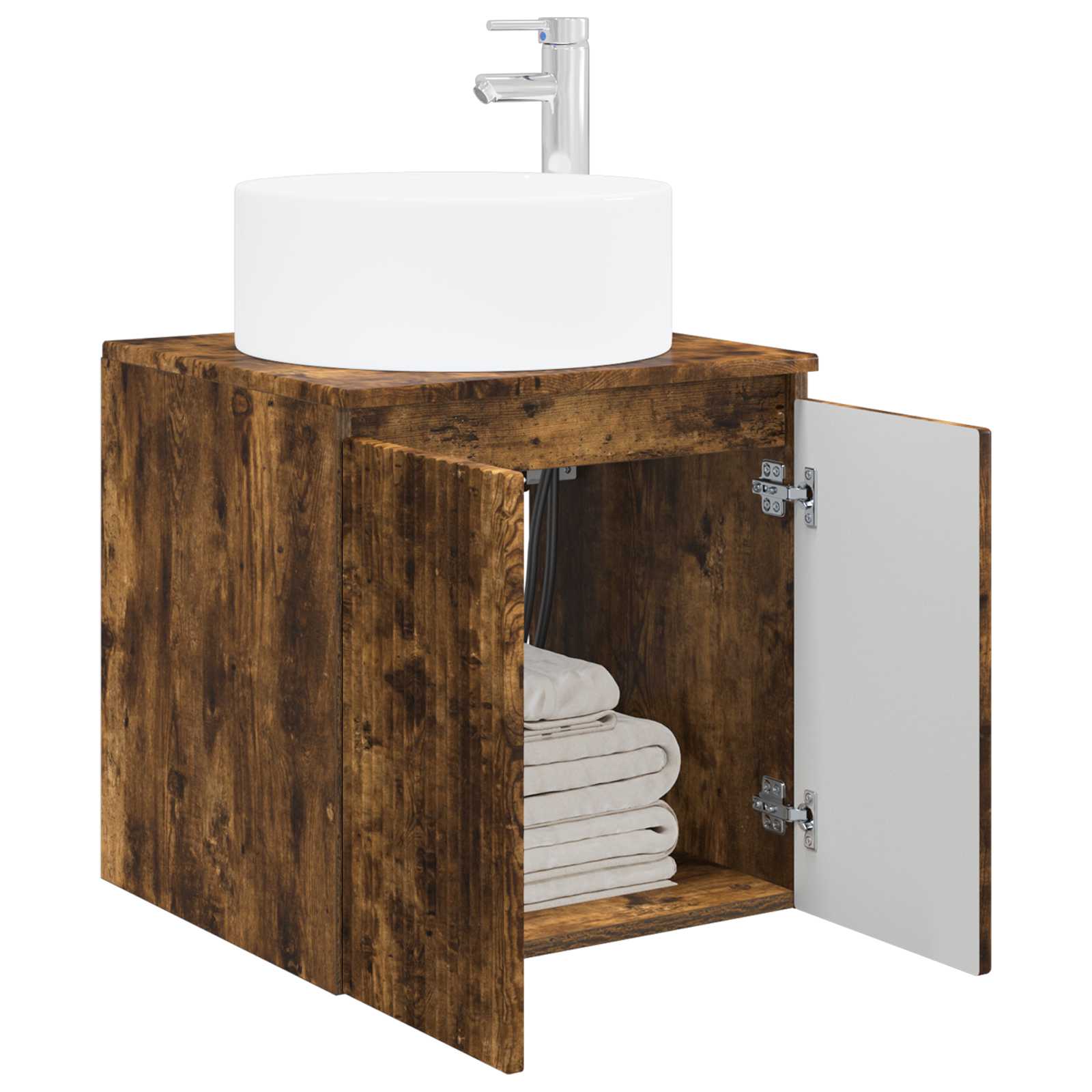 Meuble de lavabo mural Chêne fumé 49,5 x 44,5 x 65,5 cm
