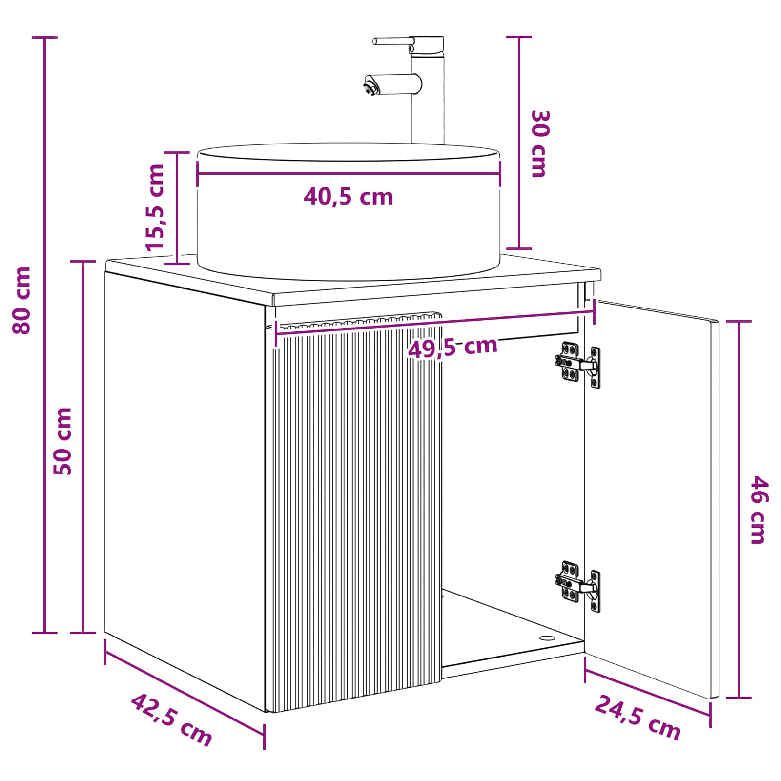 Meuble de lavabo mural Sonoma gris 49,5 x 44,5 x 65,5 cm