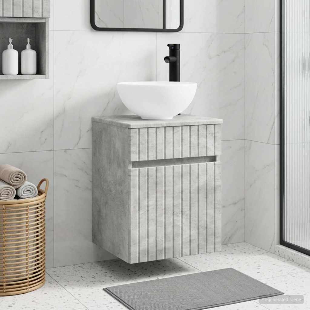 Meuble de lavabo mural Gris béton 39 x 35 x 63 cm