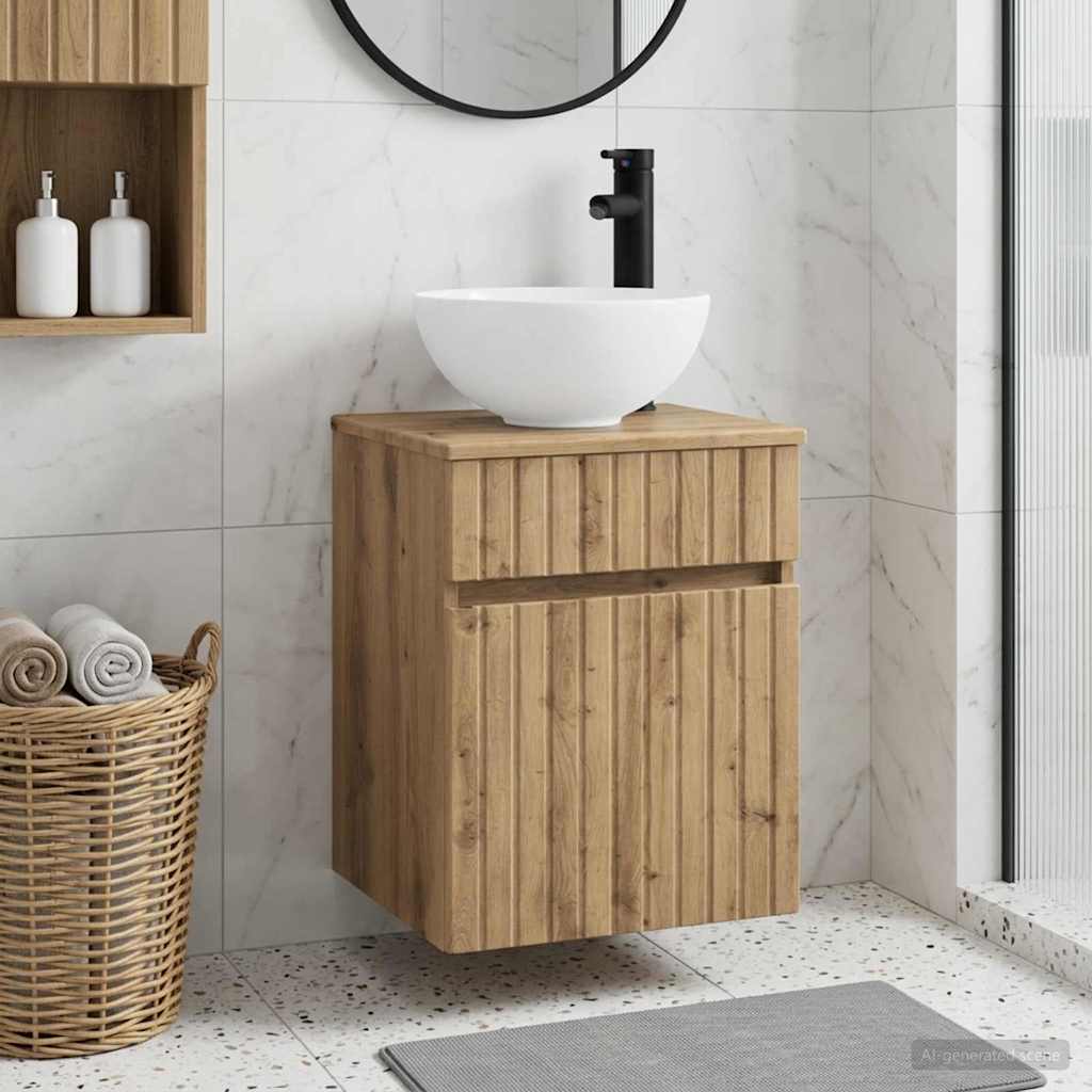 Meuble de lavabo mural Chêne artisanal 39 x 35 x 63 cm - XIOS