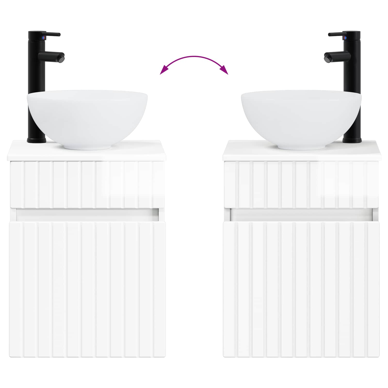 Meuble de lavabo mural Blanc brillant 39 x 41 x 64,5 cm