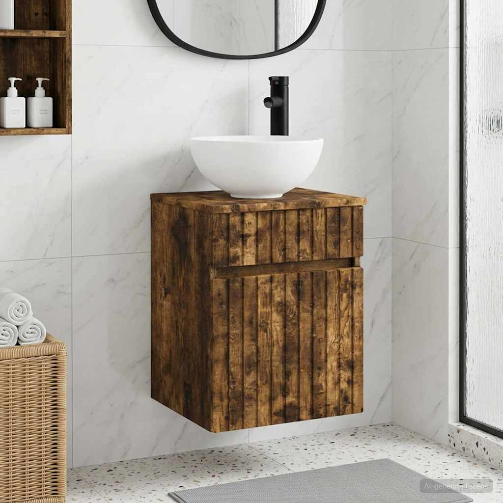 Meuble de lavabo mural Chêne fumé 39 x 41 x 64,5 cm