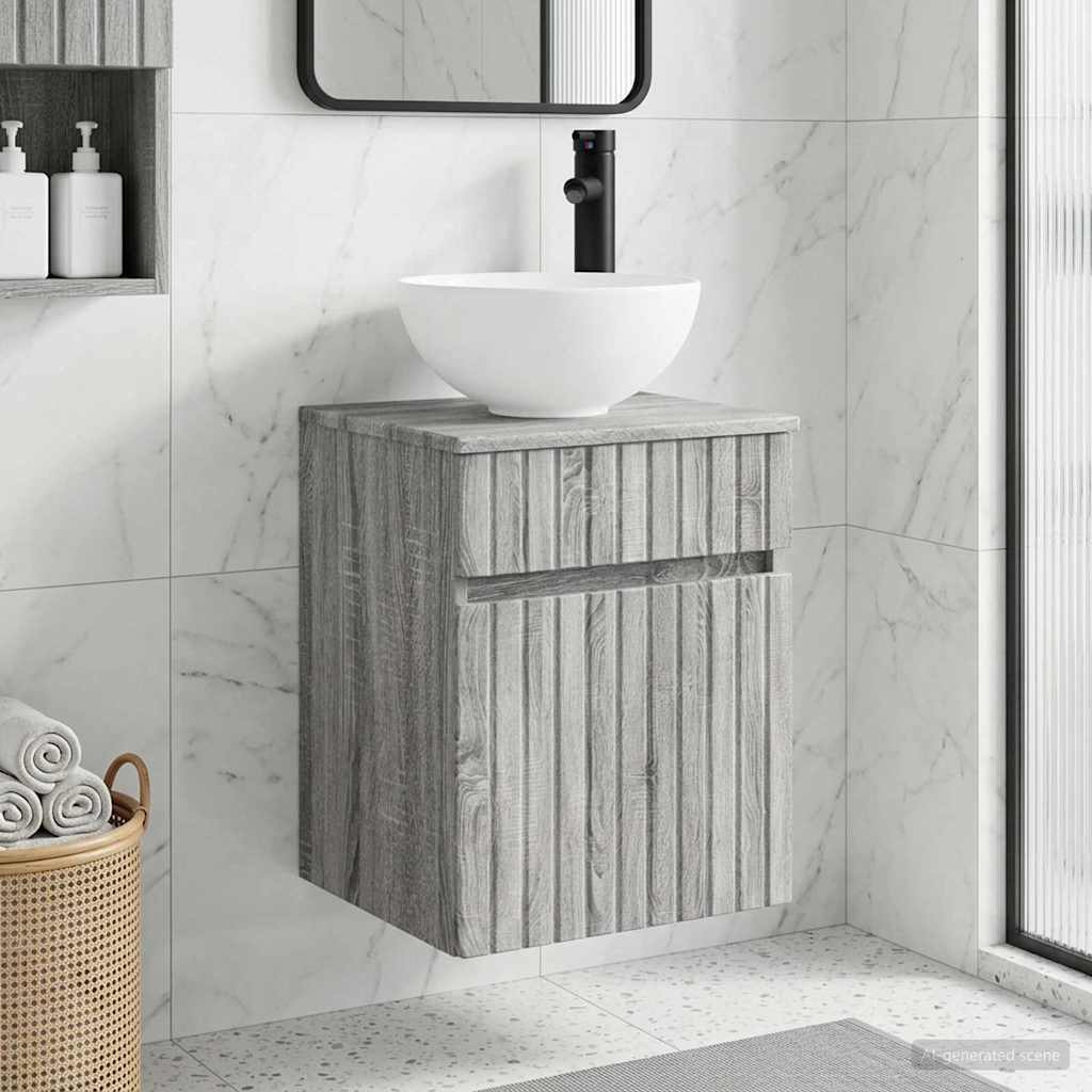 Meuble de lavabo mural Sonoma gris 39 x 41 x 64,5 cm