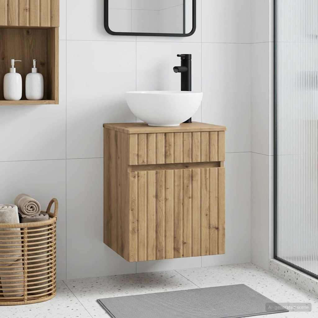 Meuble de lavabo mural Chêne artisanal 39 x 41 x 64,5 cm