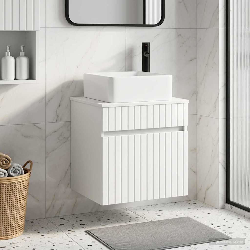 Meuble de lavabo mural Blanc brillant 49 x 41 x 63 cm