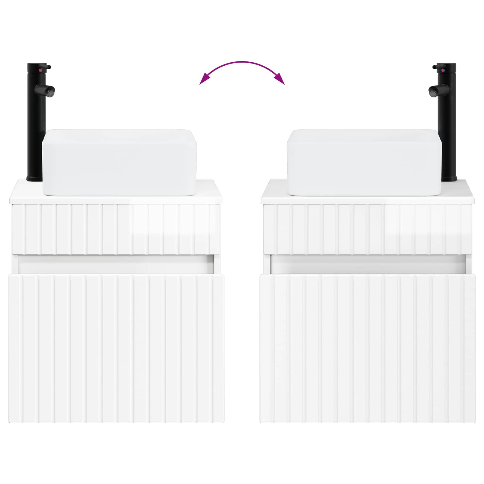Meuble de lavabo mural Blanc brillant 49 x 41 x 63 cm
