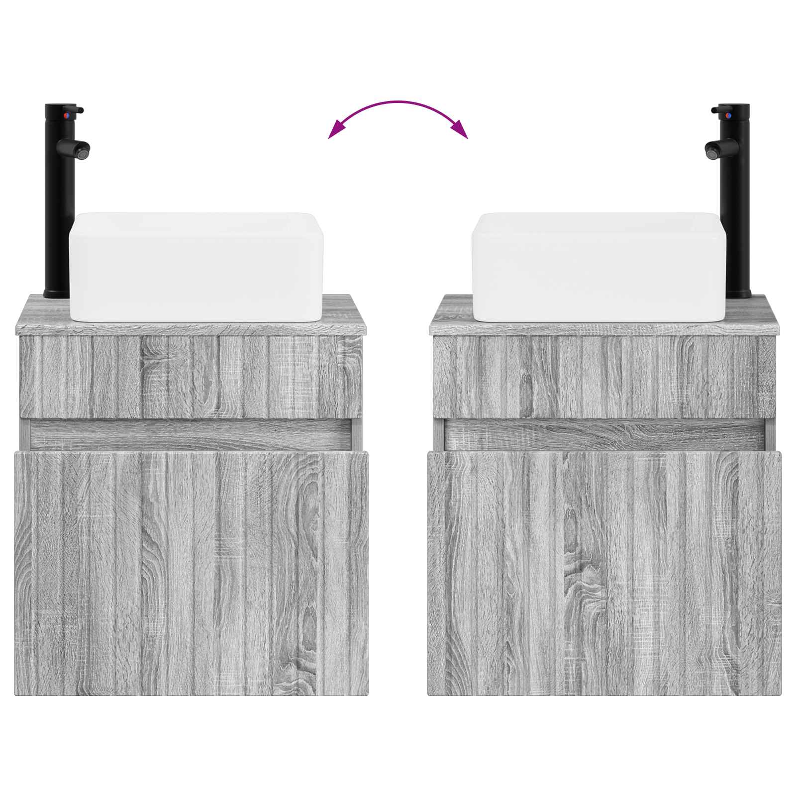 Meuble de lavabo mural Sonoma gris 49 x 41 x 63 cm