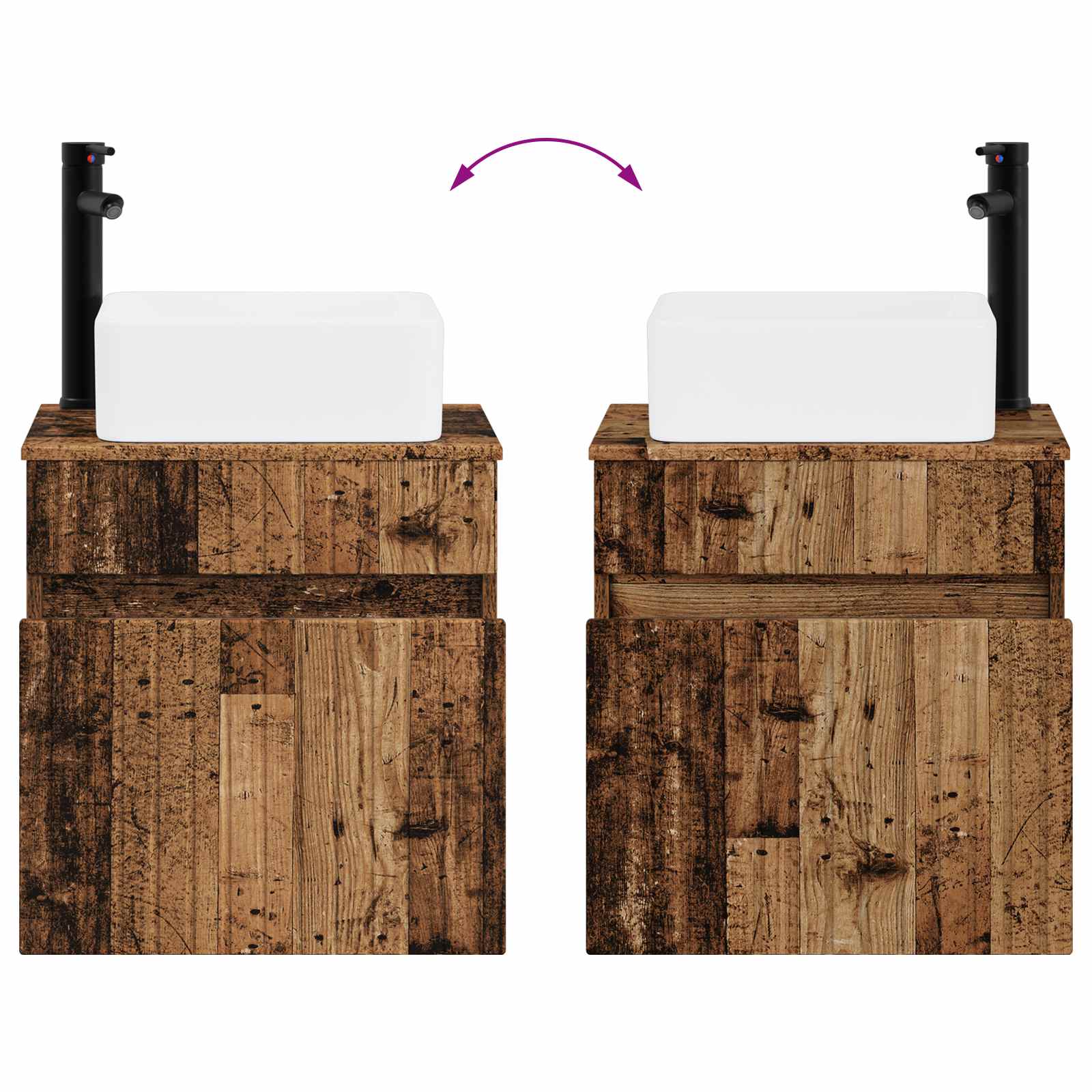 Meuble de lavabo mural Bois ancien 49 x 41 x 63 cm