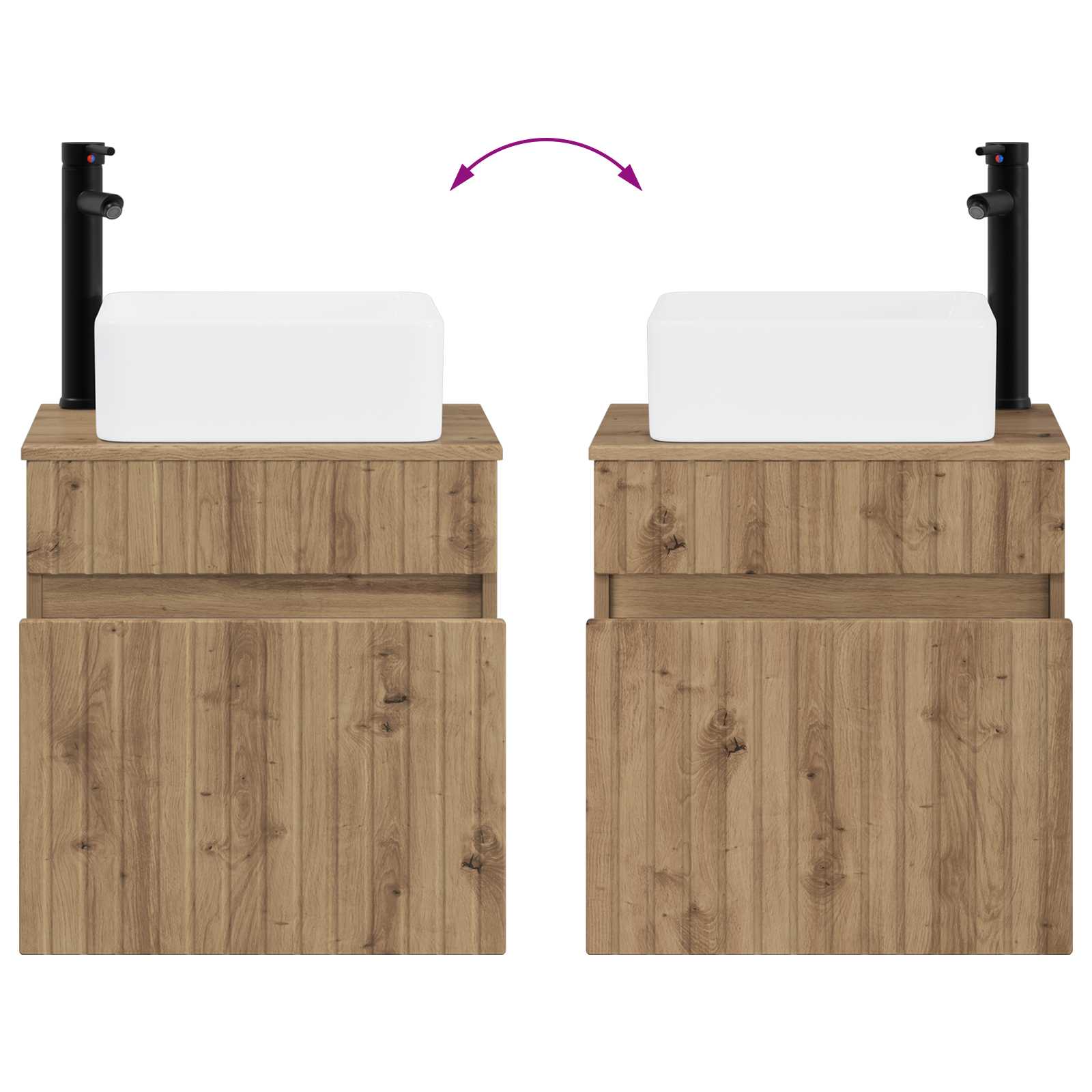 Meuble de lavabo mural Chêne artisanal 49 x 41 x 63 cm