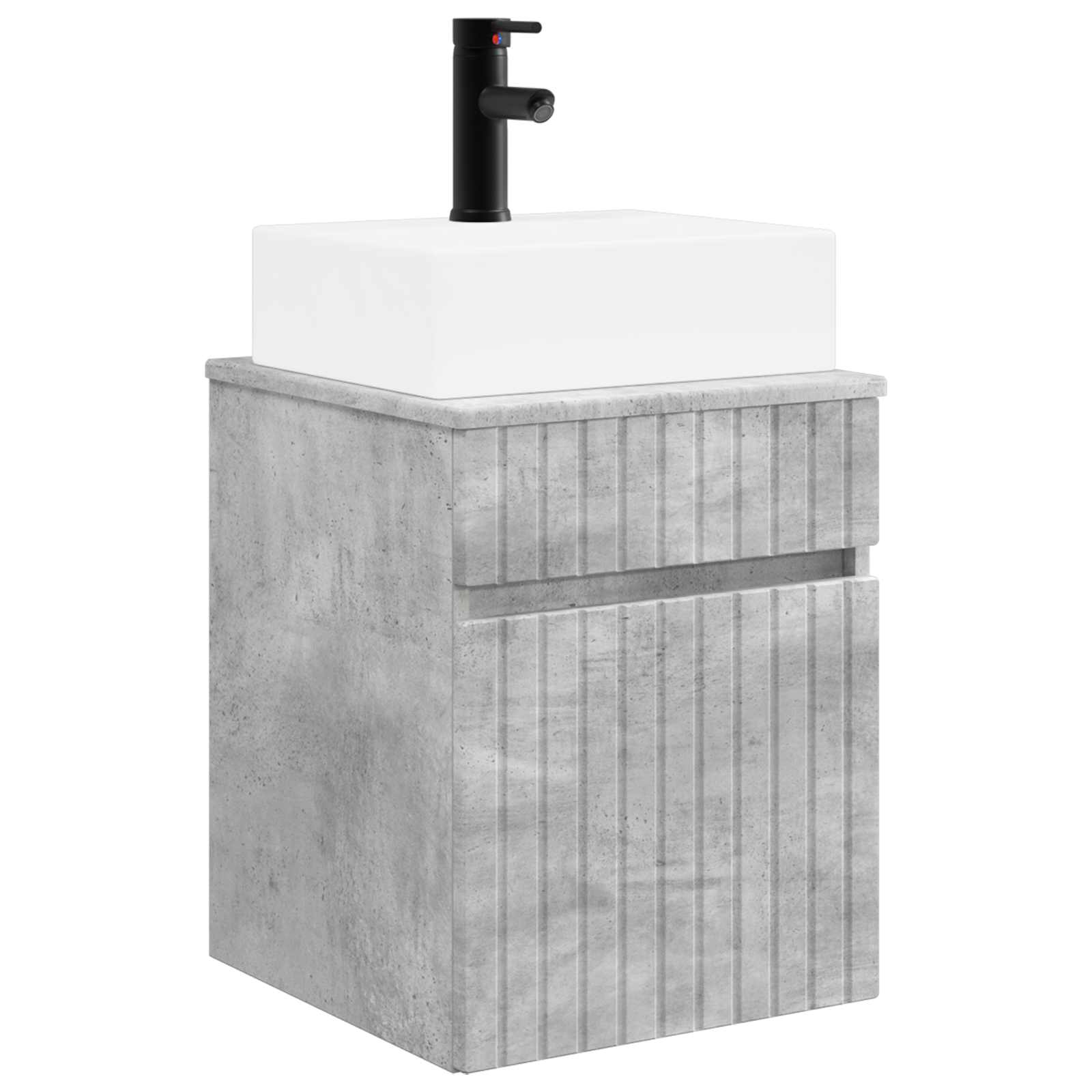 Meuble-sèche avec évier mural Gris béton 39 x 41 x 62,5 cm