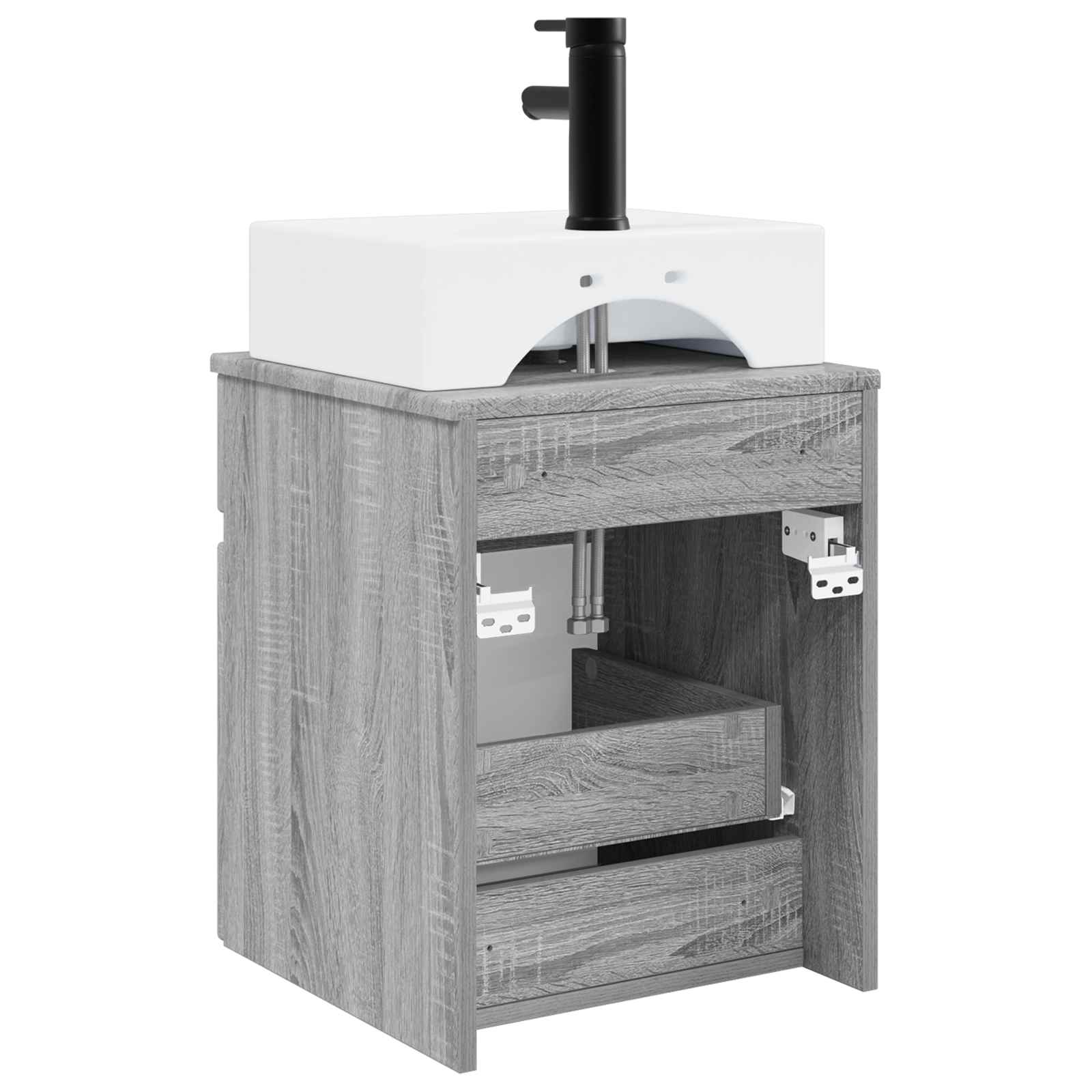 Meuble-sèche avec évier mural Sonoma gris 39 x 41 x 62,5 cm