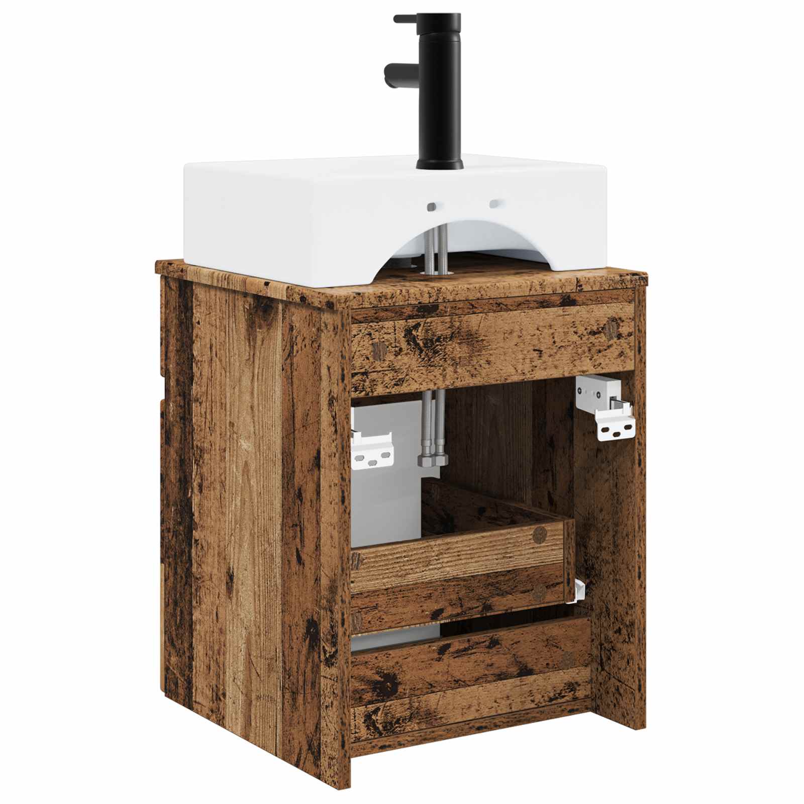 Meuble-sèche avec évier mural Bois ancien 39 x 41 x 62,5 cm