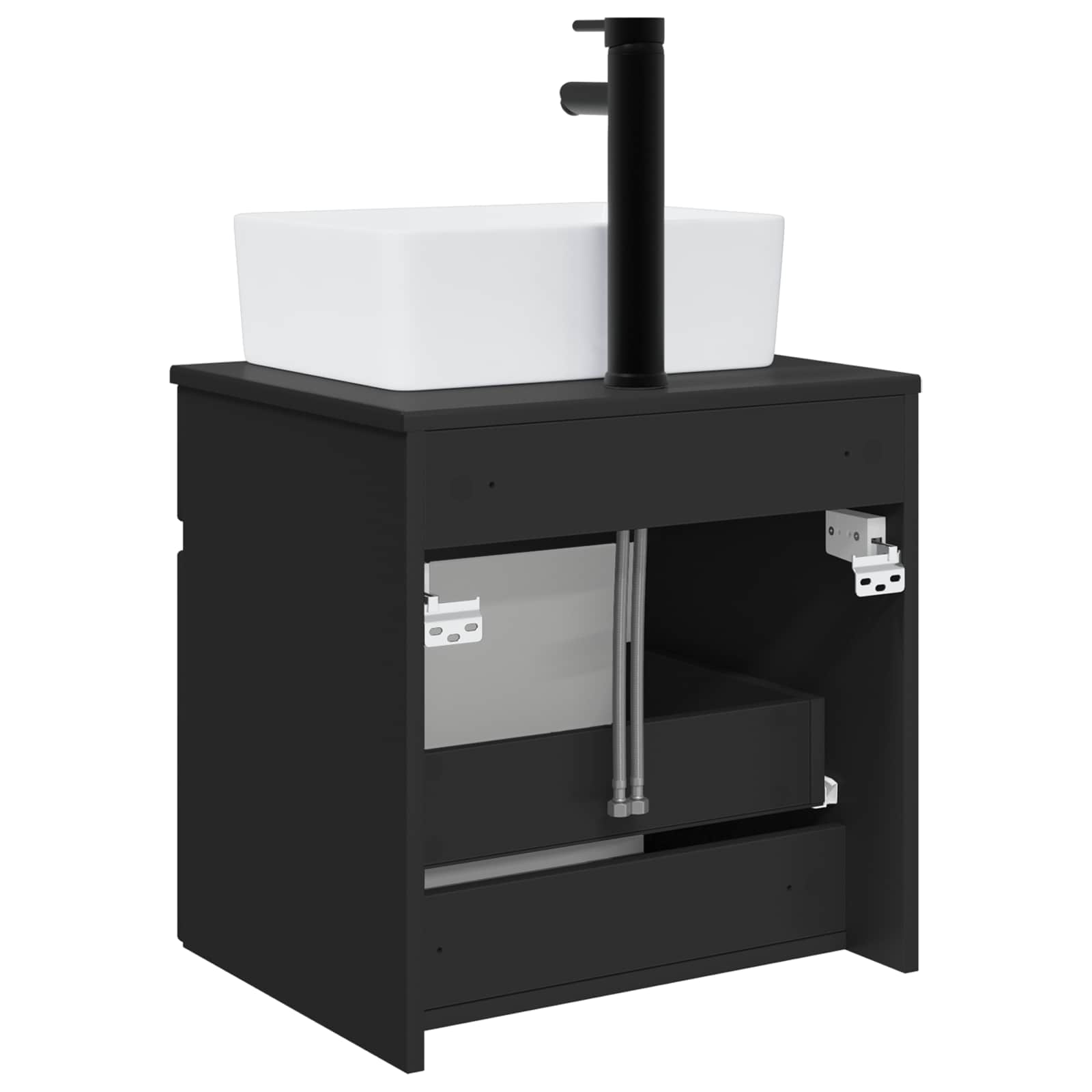 Meuble de lavabo mural Noir 49 x 41 x 63 cm Bois d'ingénierie