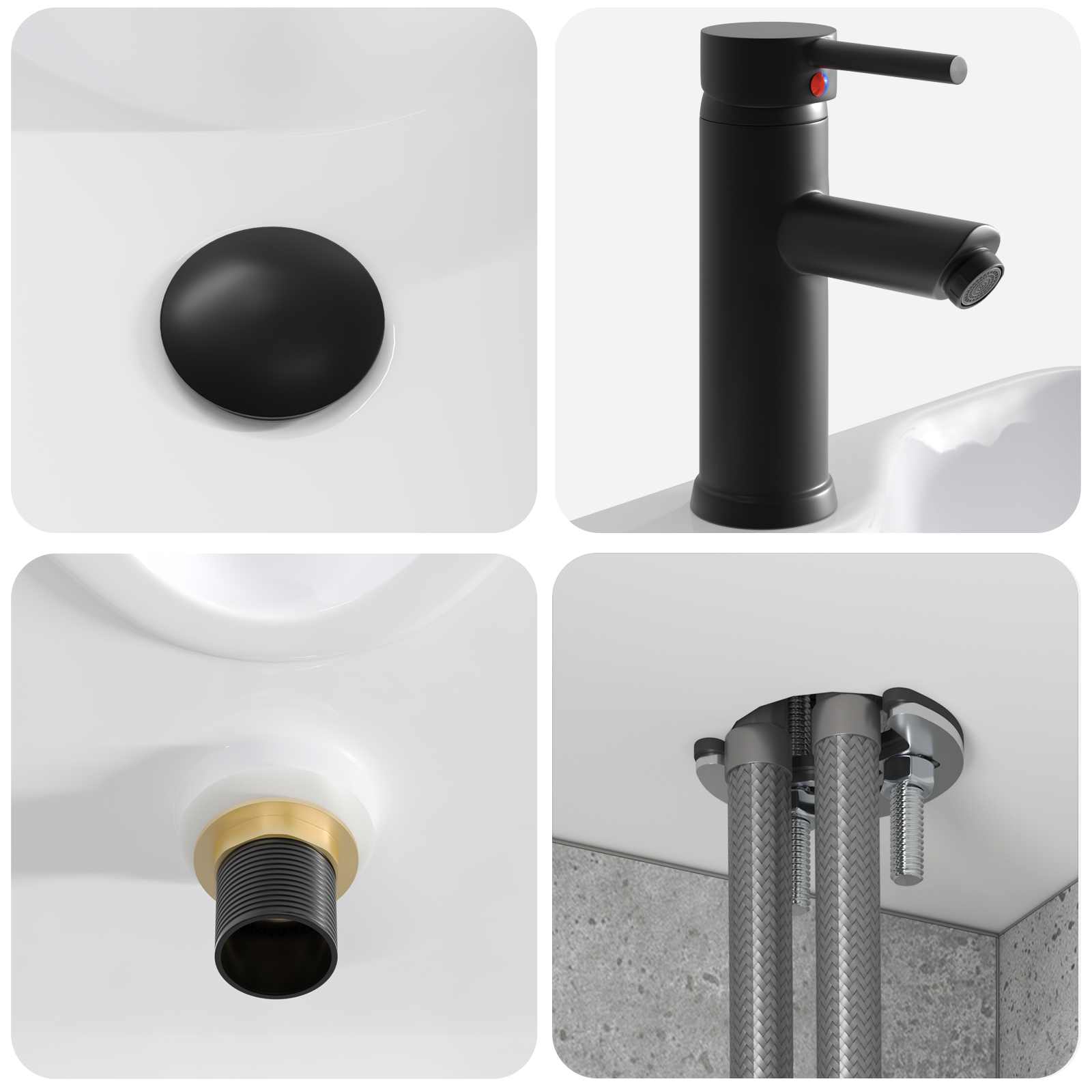 Meuble de lavabo mural Gris béton 49 x 41 x 63 cm