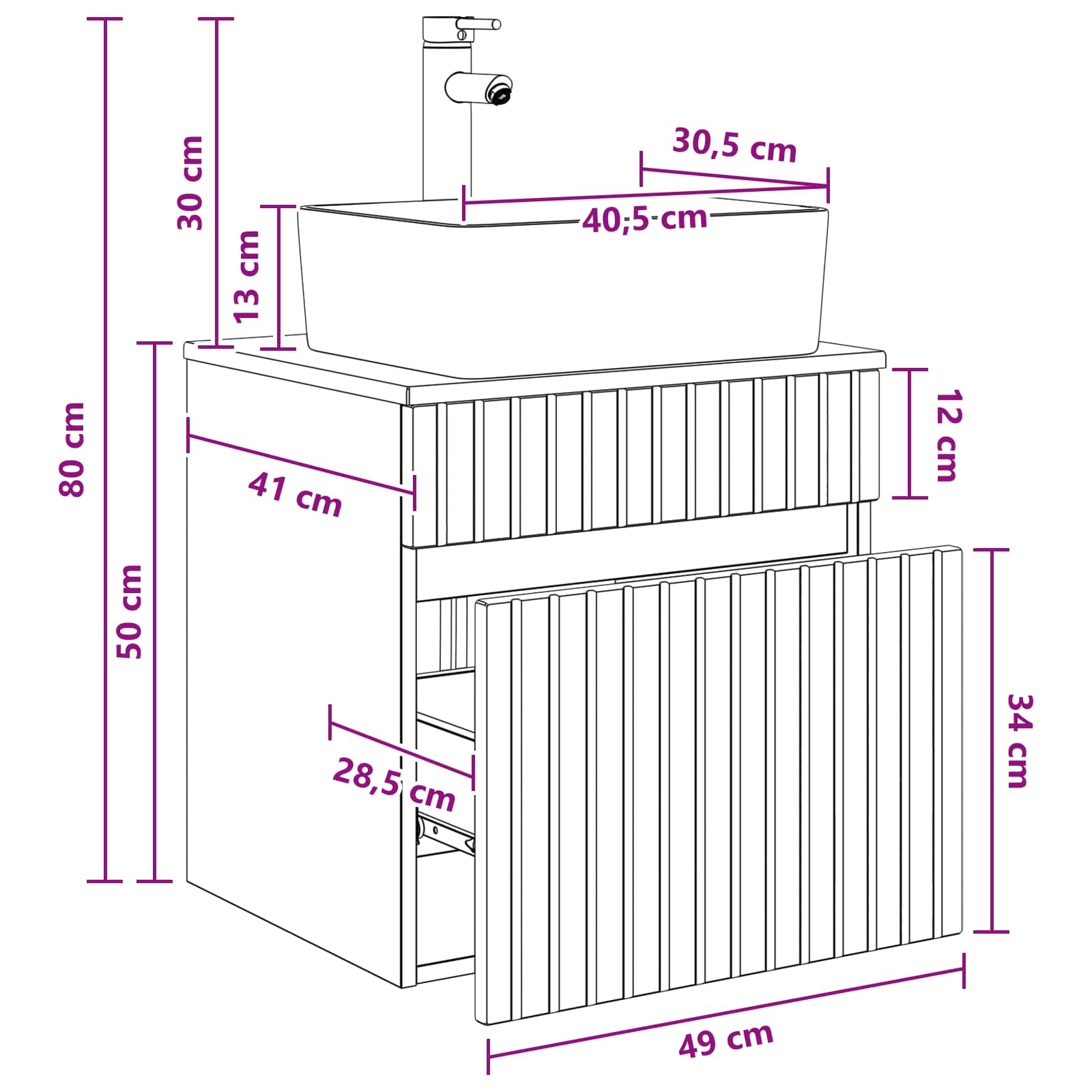 Meuble de lavabo mural Blanc brillant 49 x 41 x 63 cm