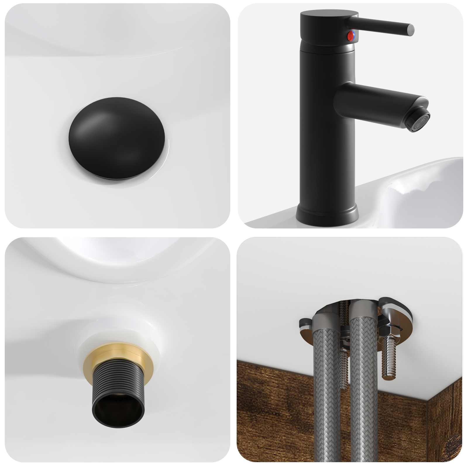 Meuble de lavabo mural Chêne fumé 49 x 41 x 63 cm