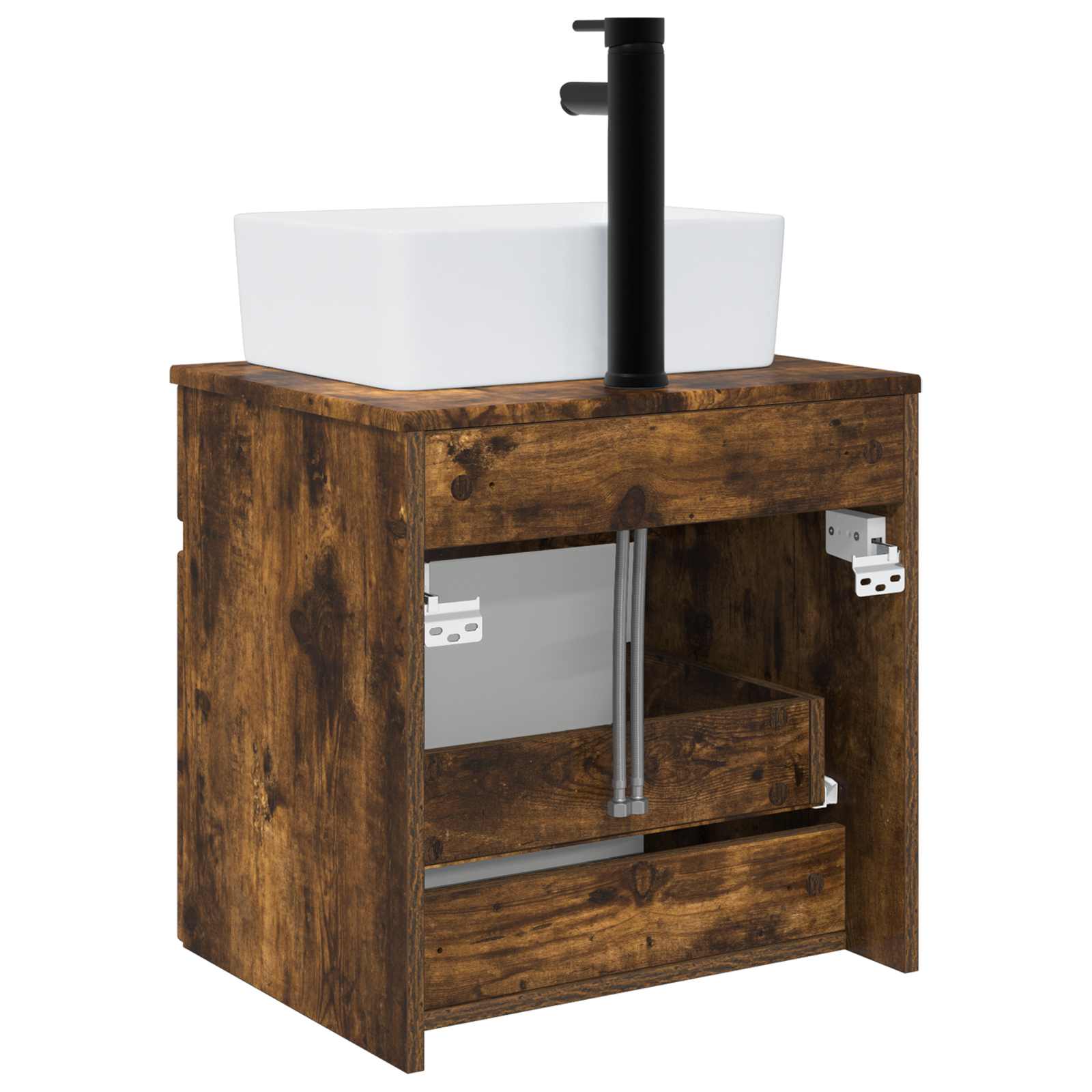 Meuble de lavabo mural Chêne fumé 49 x 41 x 63 cm