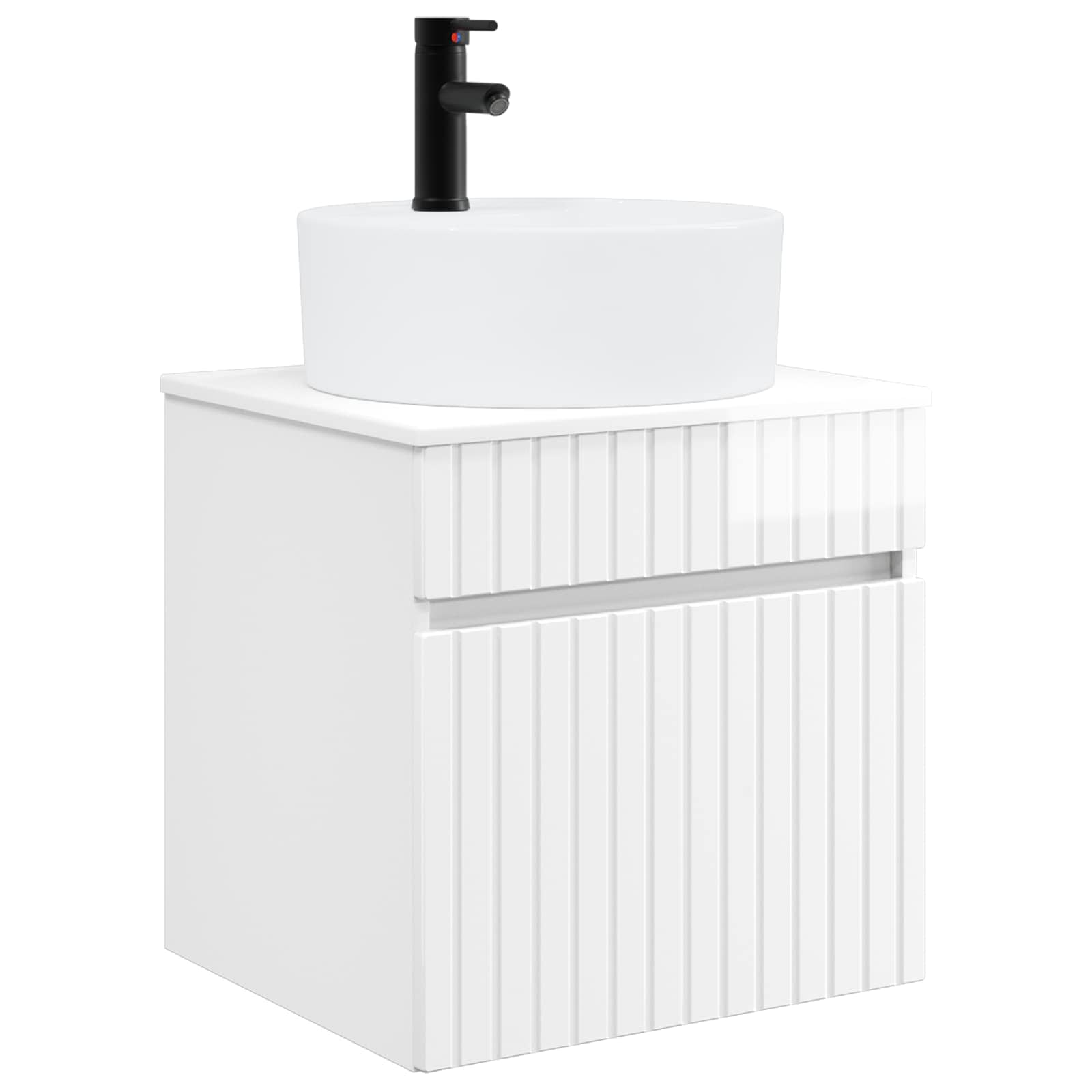 Meuble de lavabo mural Blanc brillant 49 x 44,5 x 65 cm