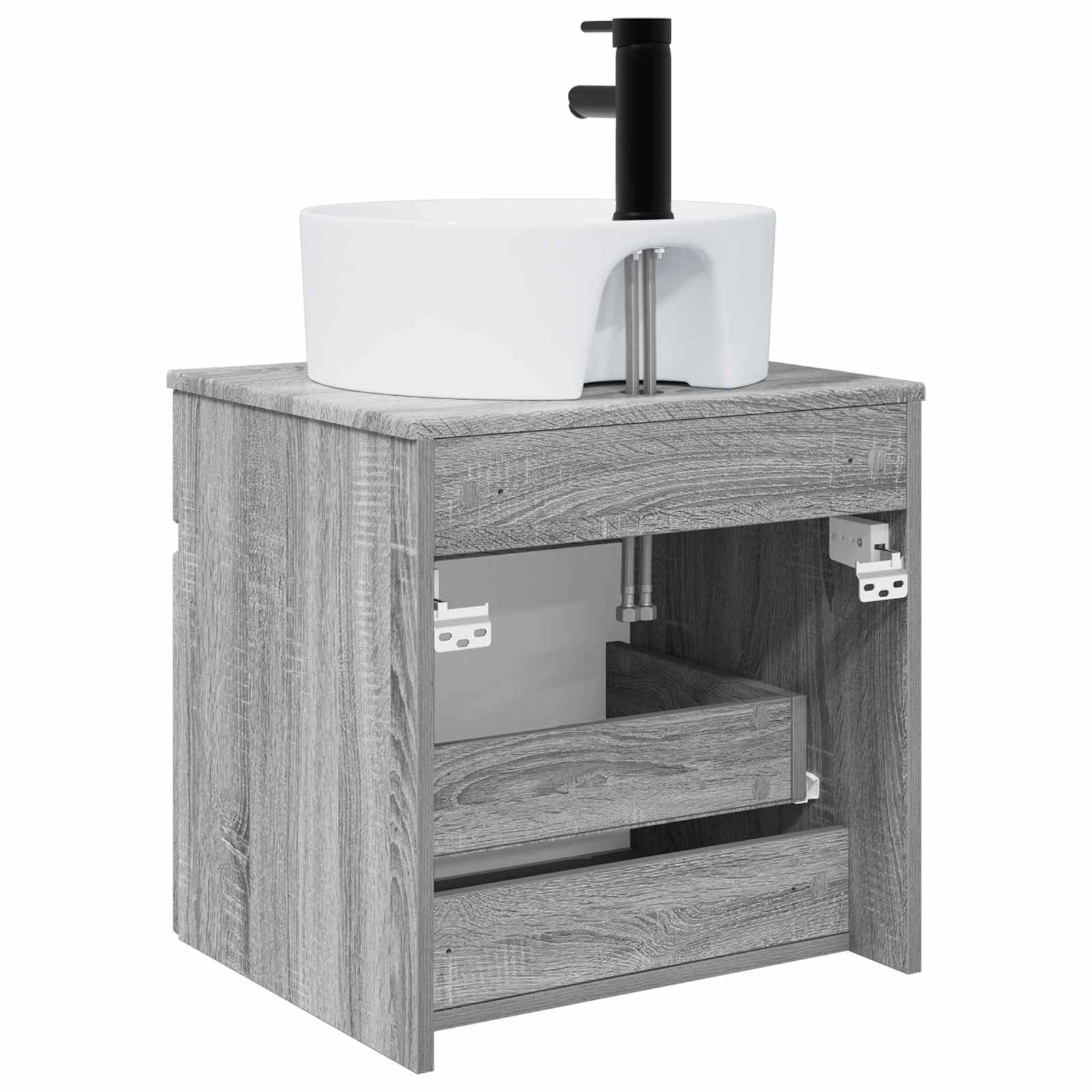 Meuble de lavabo mural Sonoma gris 49 x 44,5 x 65 cm