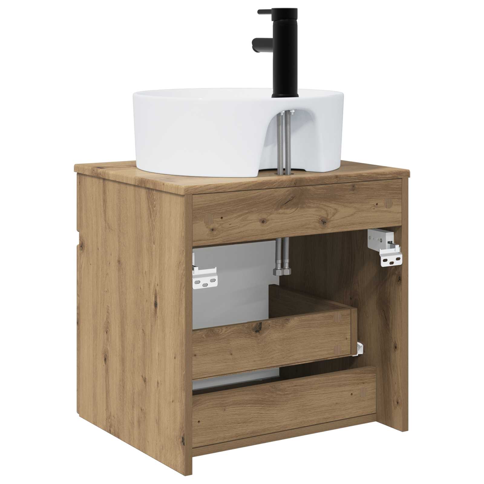 Meuble de lavabo mural Chêne artisanal 49 x 44,5 x 65 cm