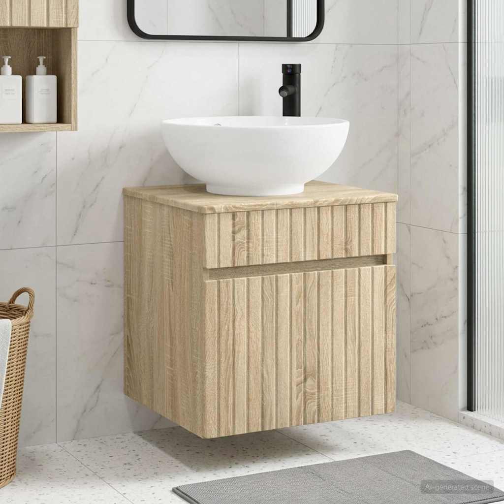 Meuble de lavabo mural Chêne Sonoma 49 x 44,5 x 66,5 cm