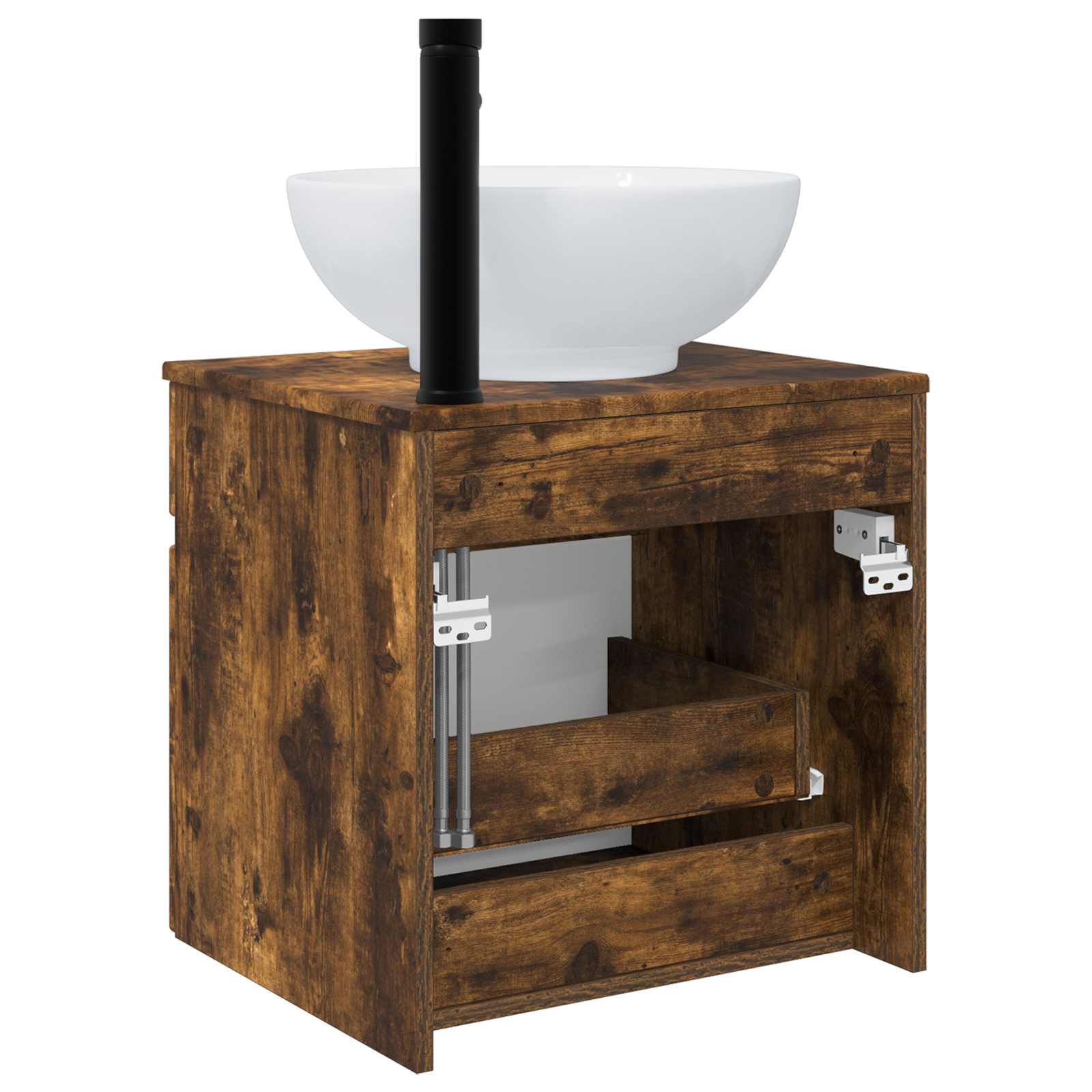 Meuble de lavabo mural Chêne fumé 49 x 44,5 x 66,5 cm