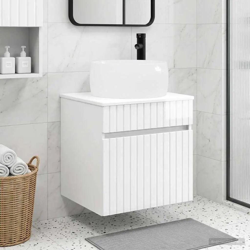 Meuble de lavabo mural Blanc brillant 49 x 44,5 x 66 cm - XIOS
