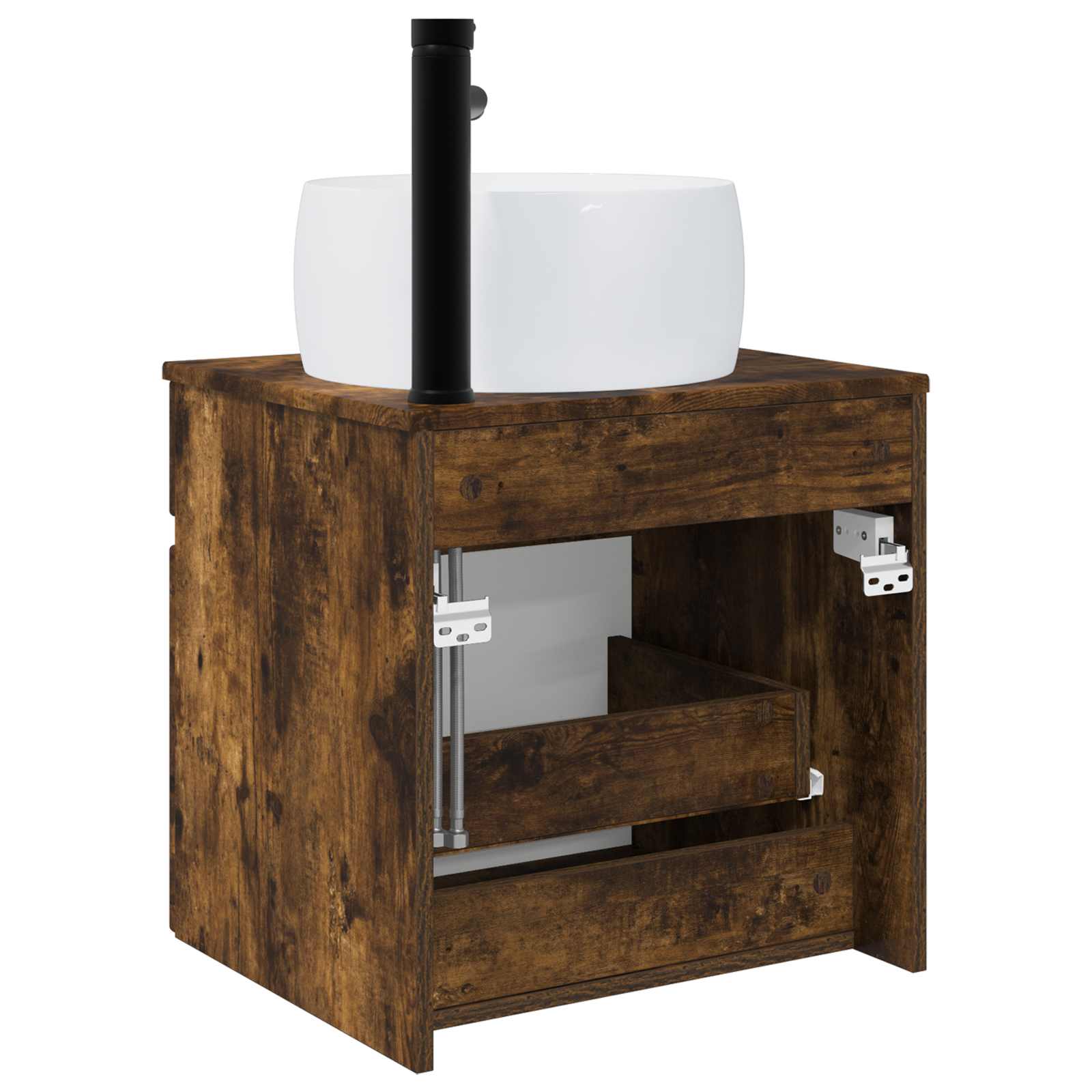 Meuble de lavabo mural Chêne fumé 49 x 44,5 x 66 cm