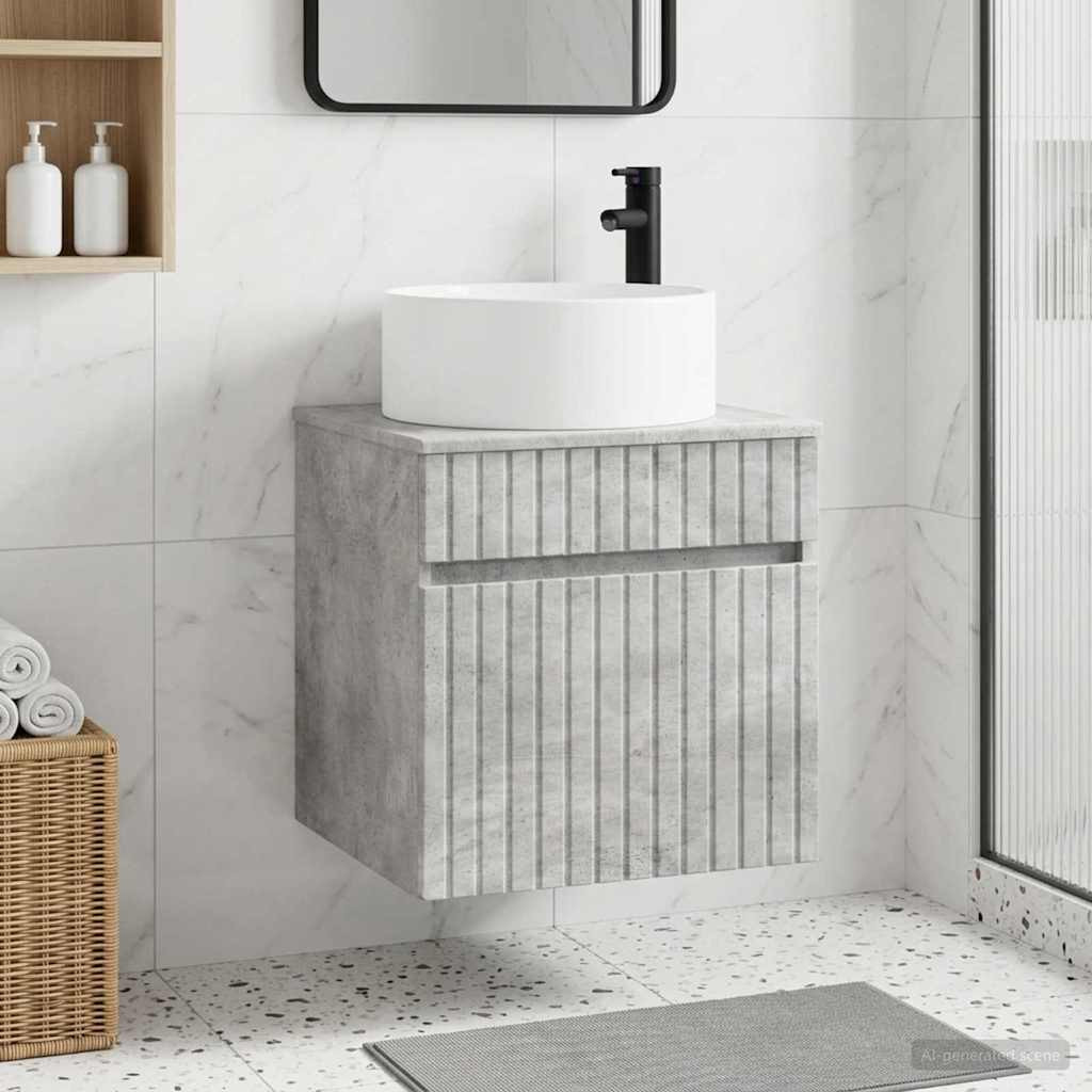Meuble de lavabo mural Gris béton 49 x 44,5 x 65,5 cm