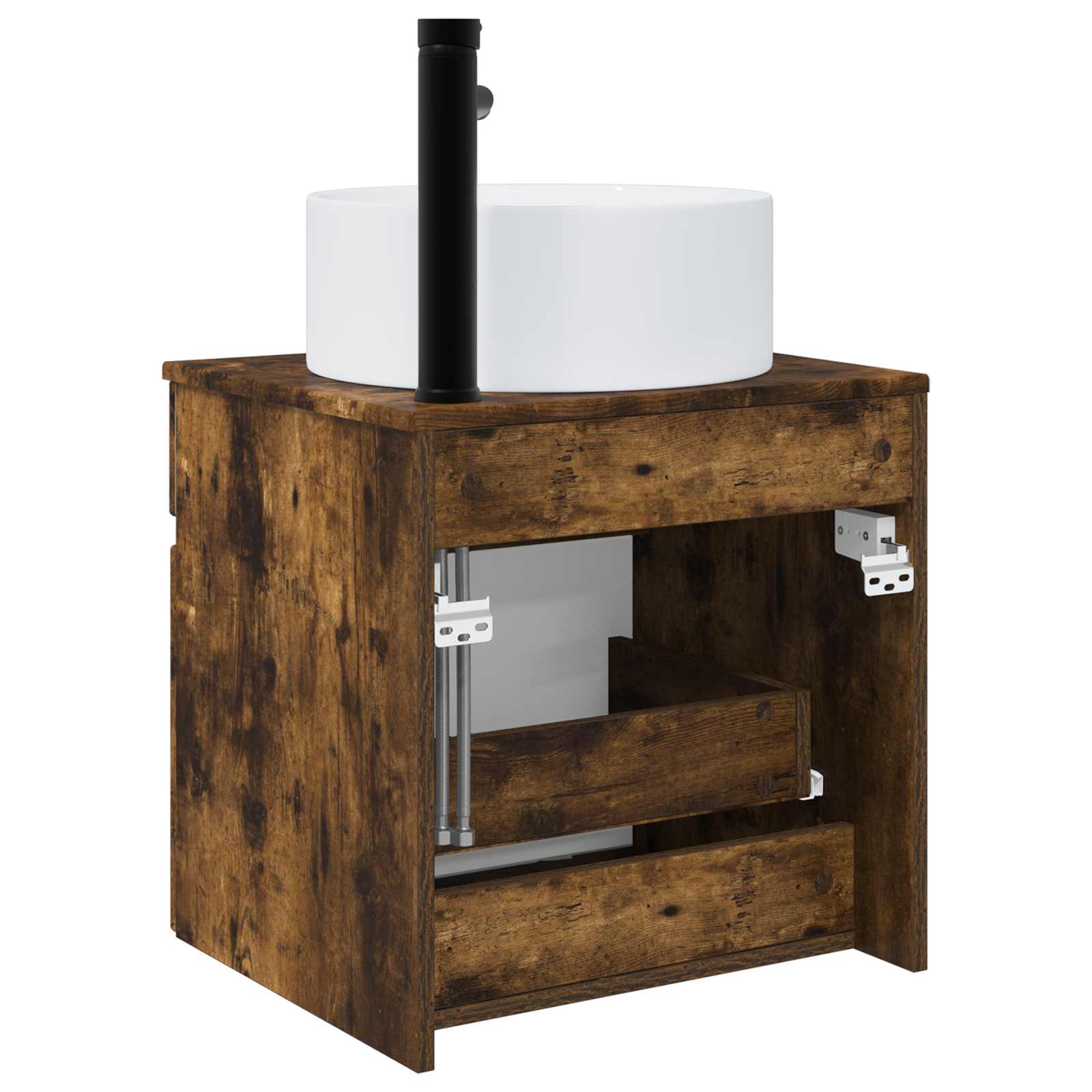 Meuble de lavabo mural Chêne fumé 49 x 44,5 x 65,5 cm