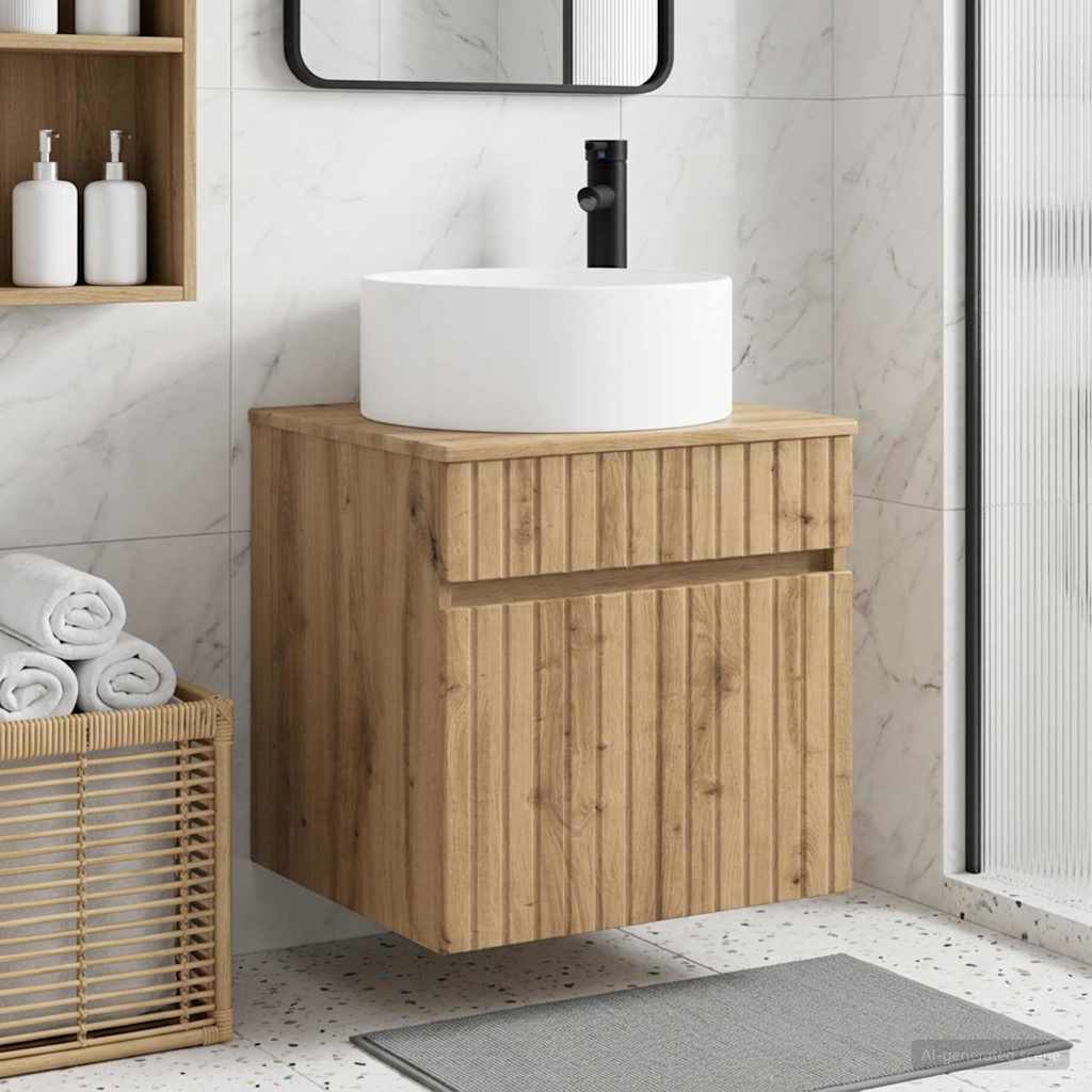 Meuble de lavabo mural Chêne artisanal 49 x 44,5 x 65,5 cm - XIOS