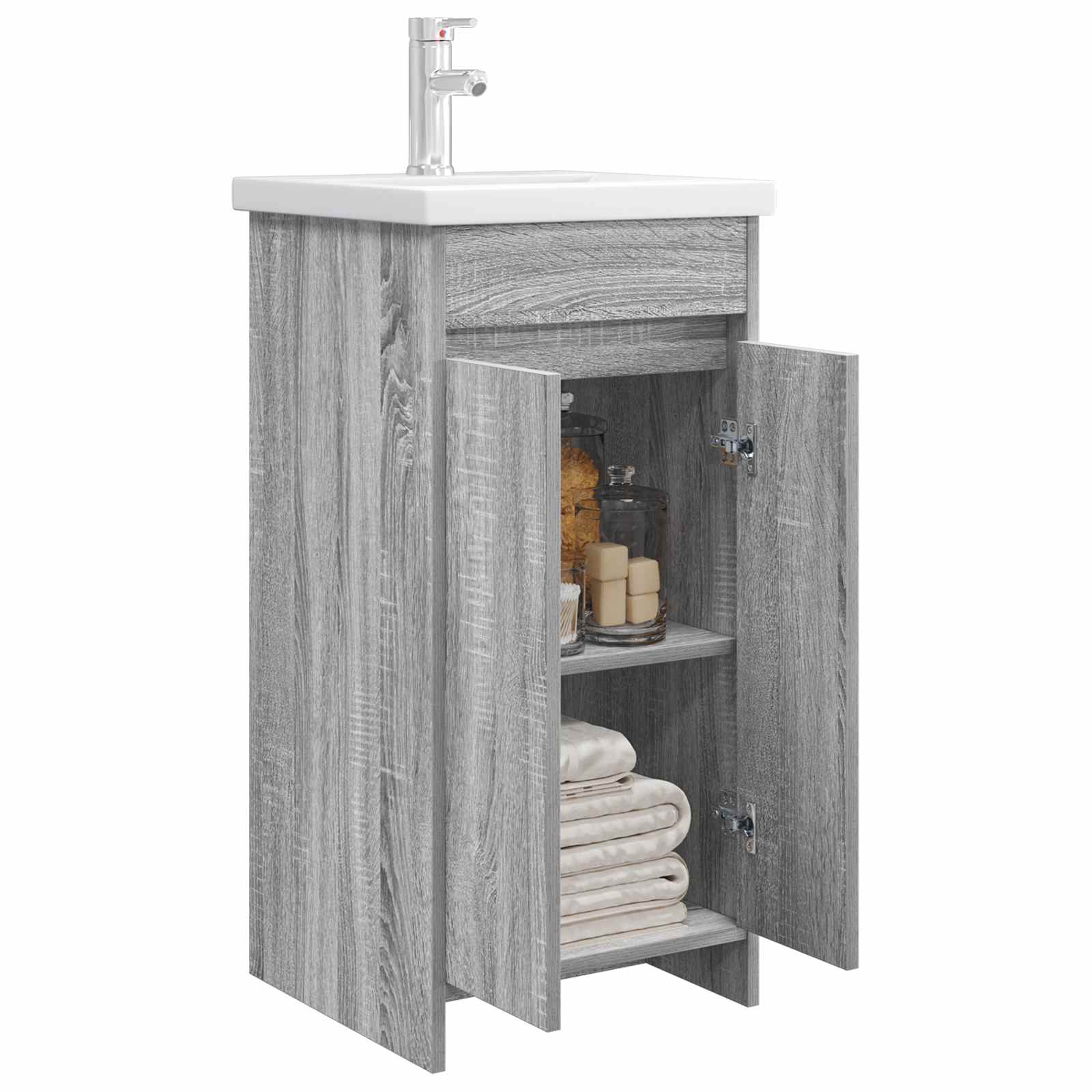 Meuble de salle de bain avec évier Sonoma gris