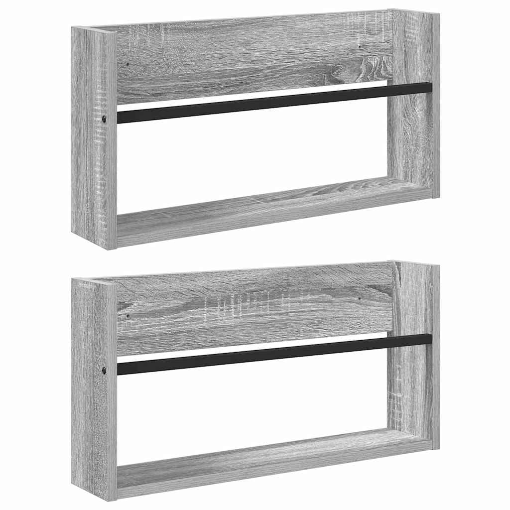Étagère à magazines 2 pcs Gris Sonoma 60 x 12 x 30 cm - XIOS
