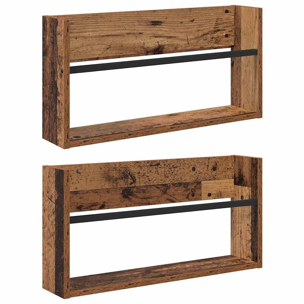 Étagère à magazines 2 pcs Bois ancien 60 x 12 x 30 cm - XIOS