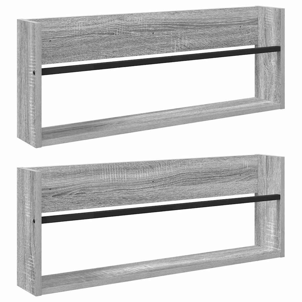 Étagère à magazines 2 pcs Gris Sonoma 80 x 12 x 30 cm - XIOS