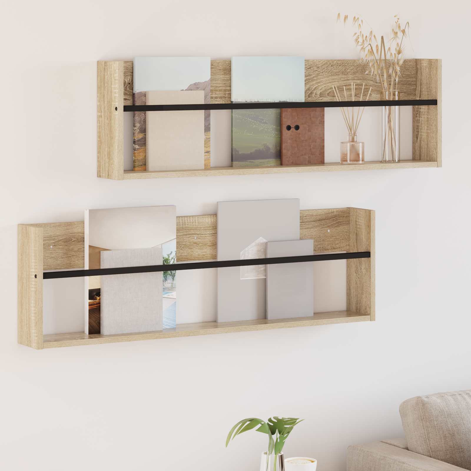 Étagère à magazines 2 pcs Chêne Sonoma 100 x 12 x 30 cm - XIOS